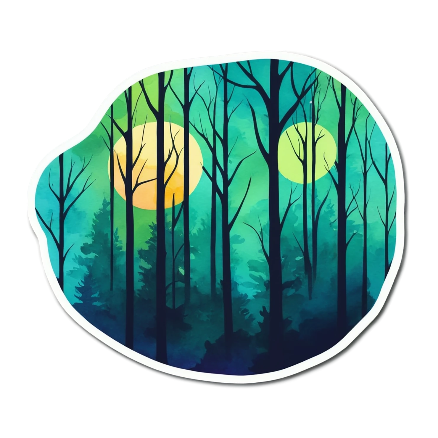 Forest watercolor sticker isolated on transparent background #16595