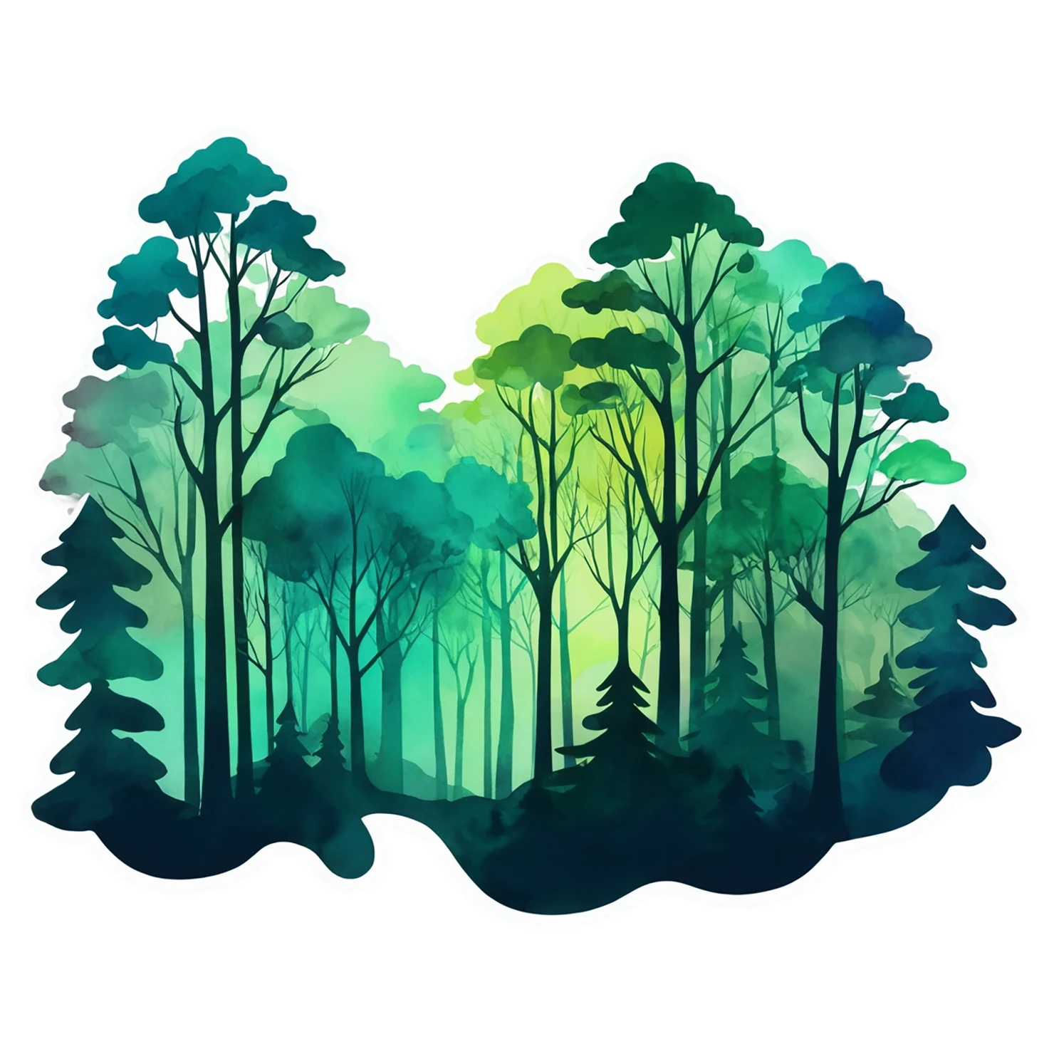 Forest watercolor sticker isolated on transparent background #16596