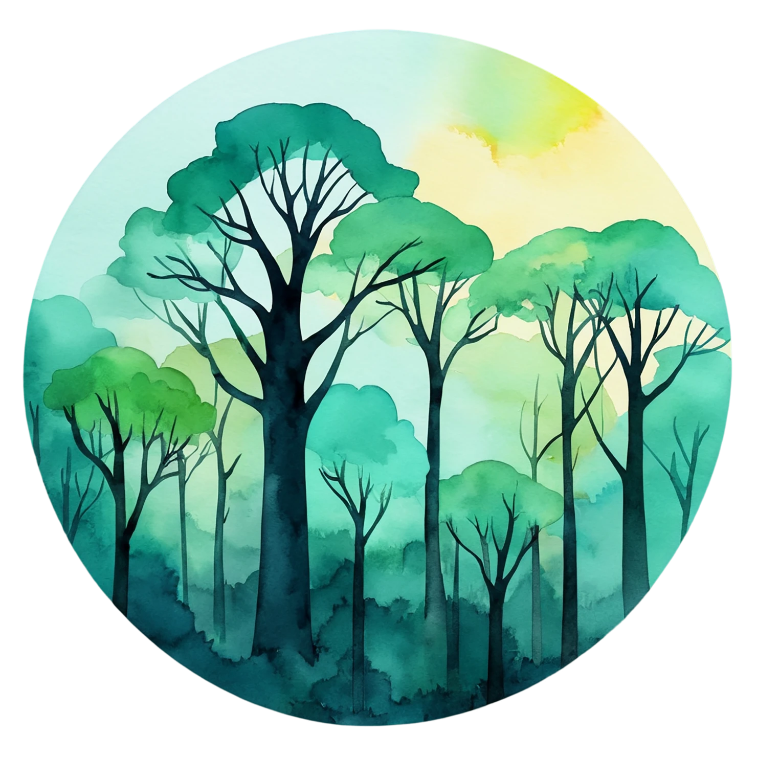 Forest watercolor sticker isolated on transparent background #16601