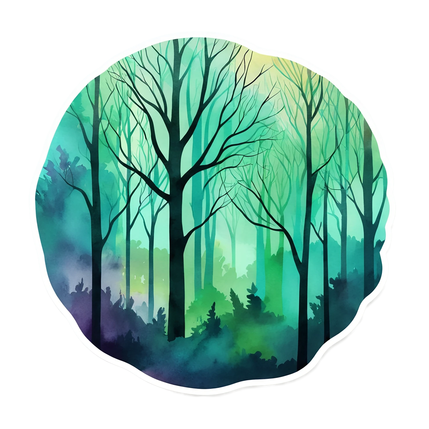 Forest watercolor sticker isolated on transparent background #16602