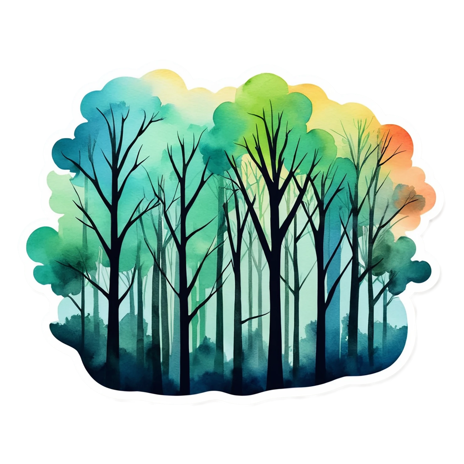 Forest watercolor sticker isolated on transparent background #16603