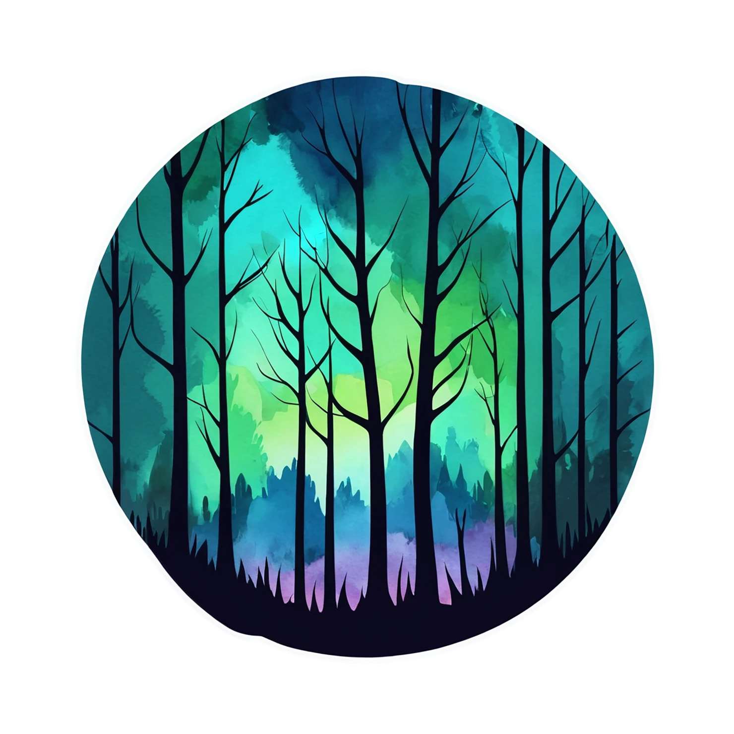 Forest watercolor sticker isolated on transparent background #16604