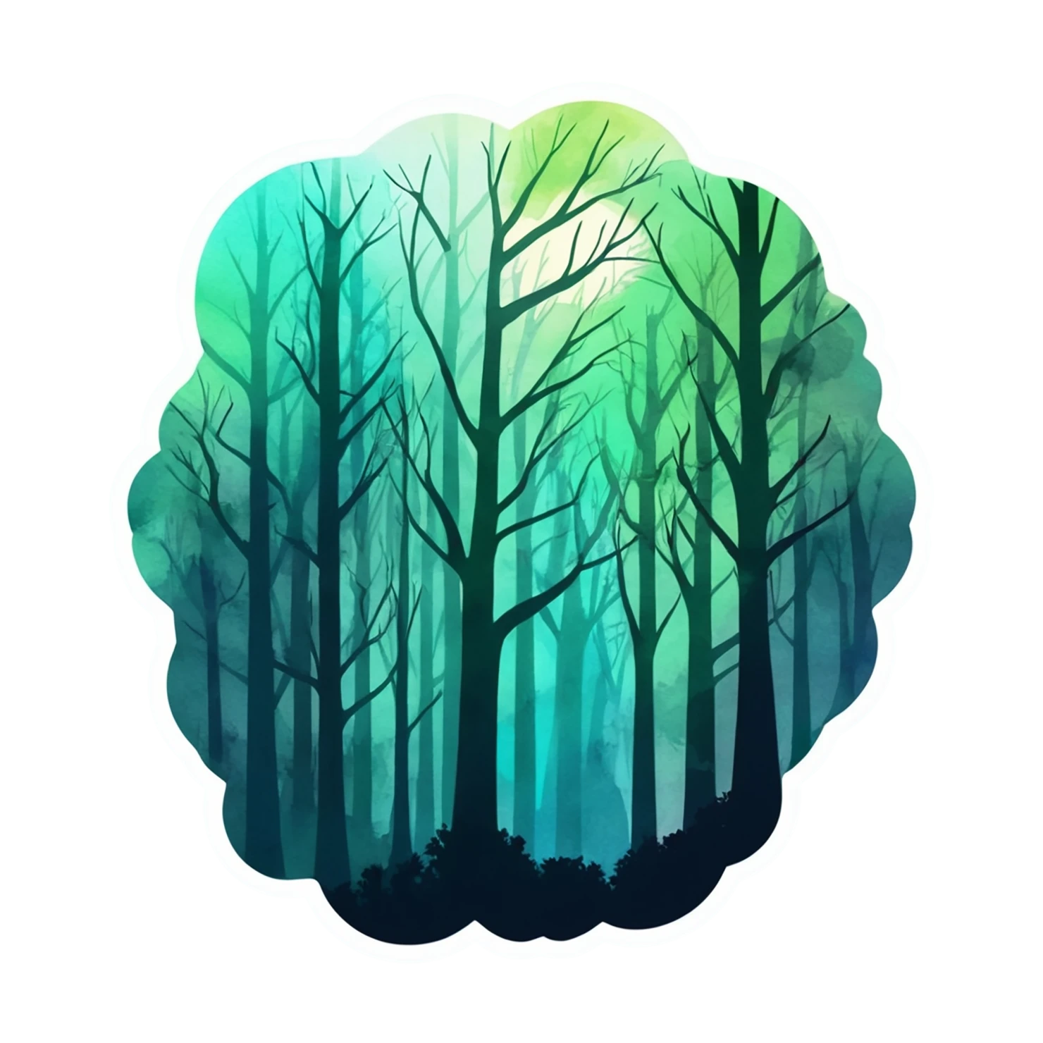 Forest watercolor sticker isolated on transparent background #16605