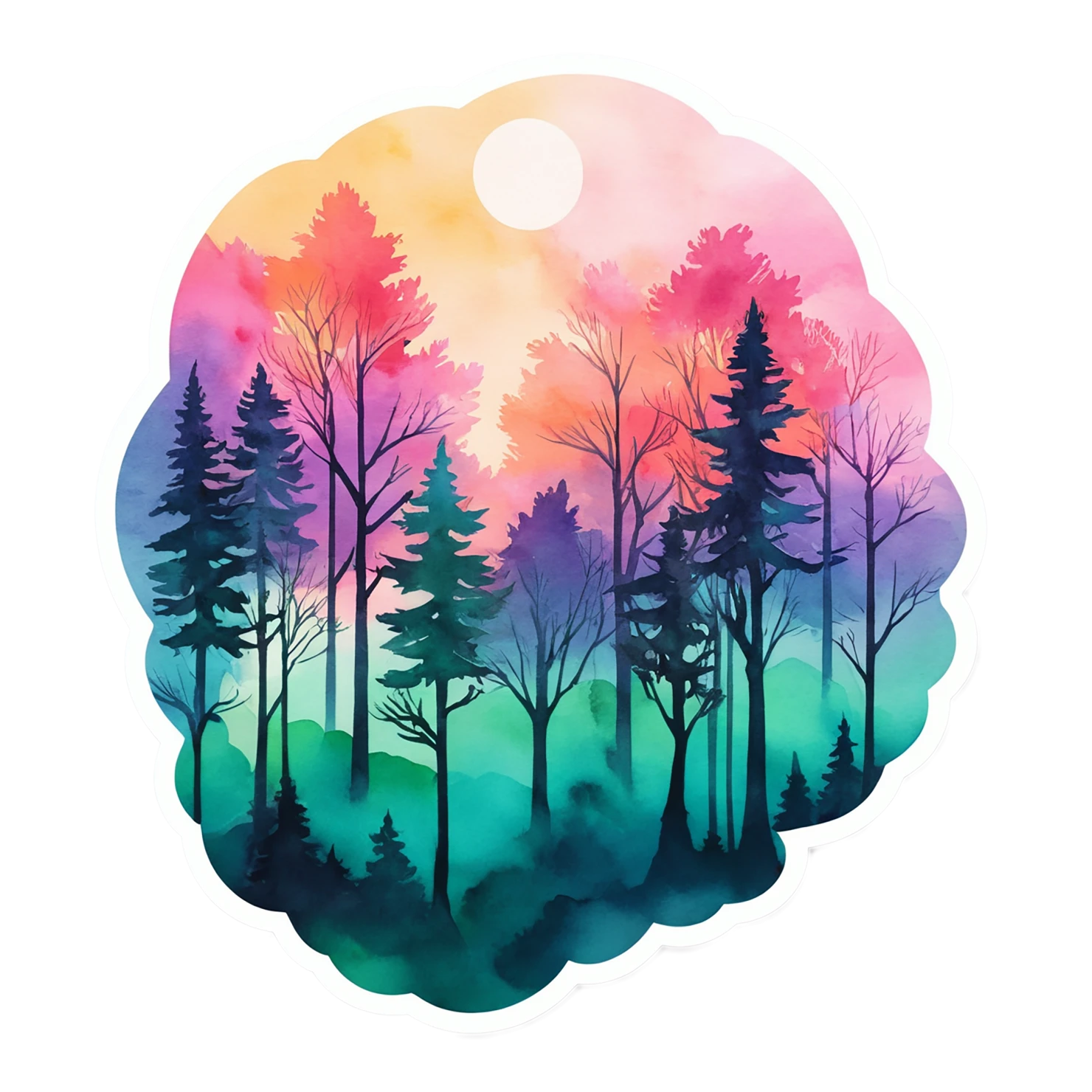 Forest watercolor sticker isolated on transparent background #16607
