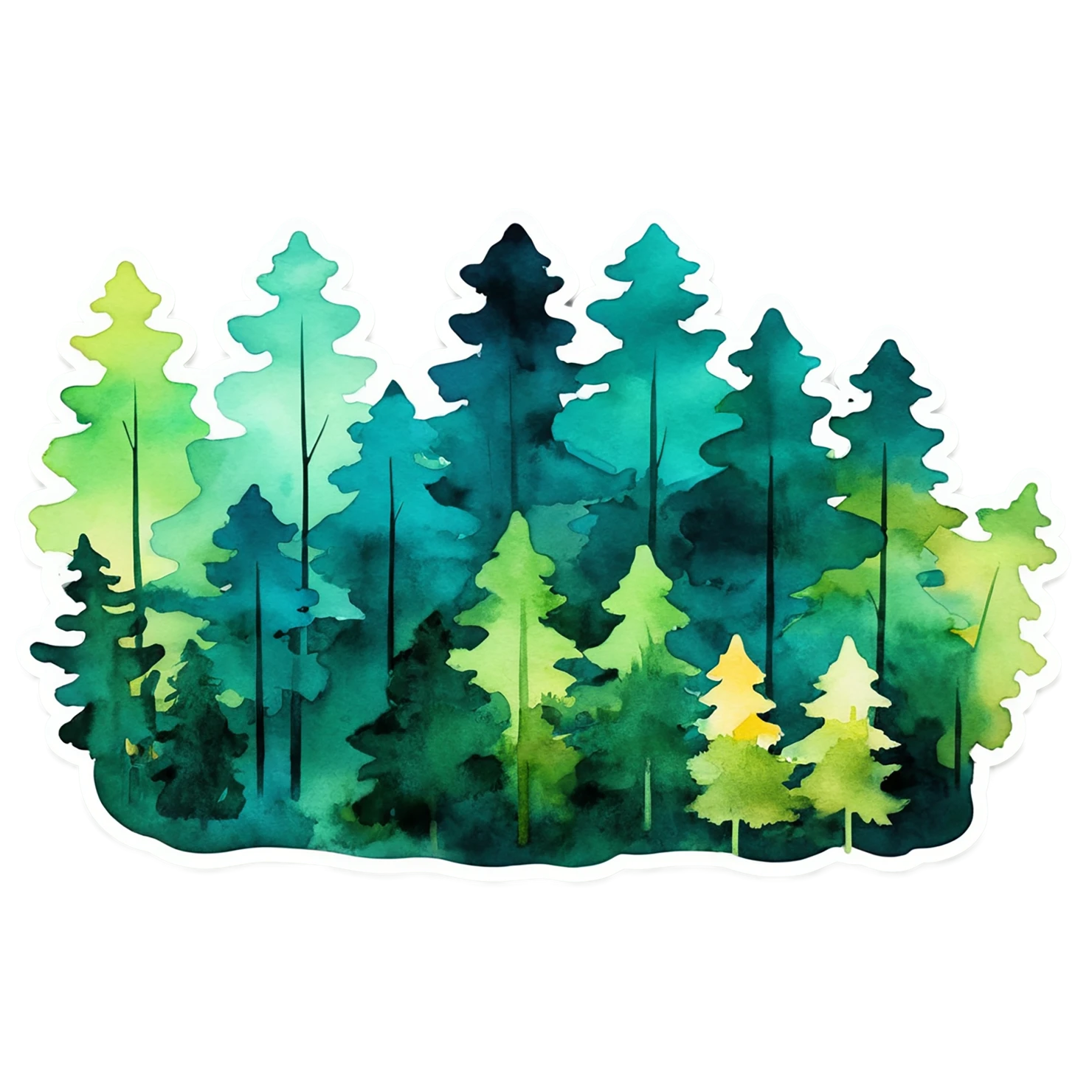 Forest watercolor sticker isolated on transparent background #16608