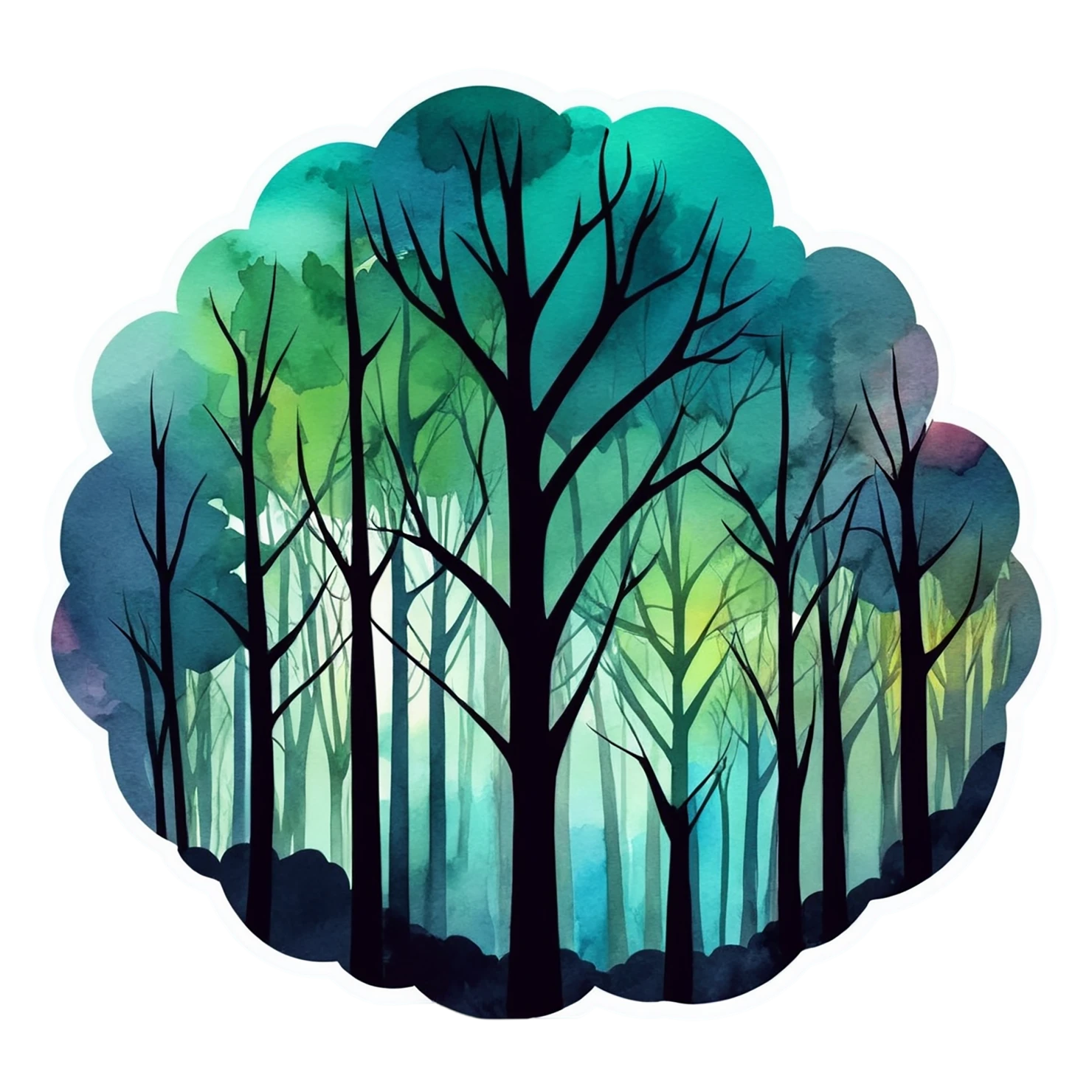 Forest watercolor sticker isolated on transparent background #16611