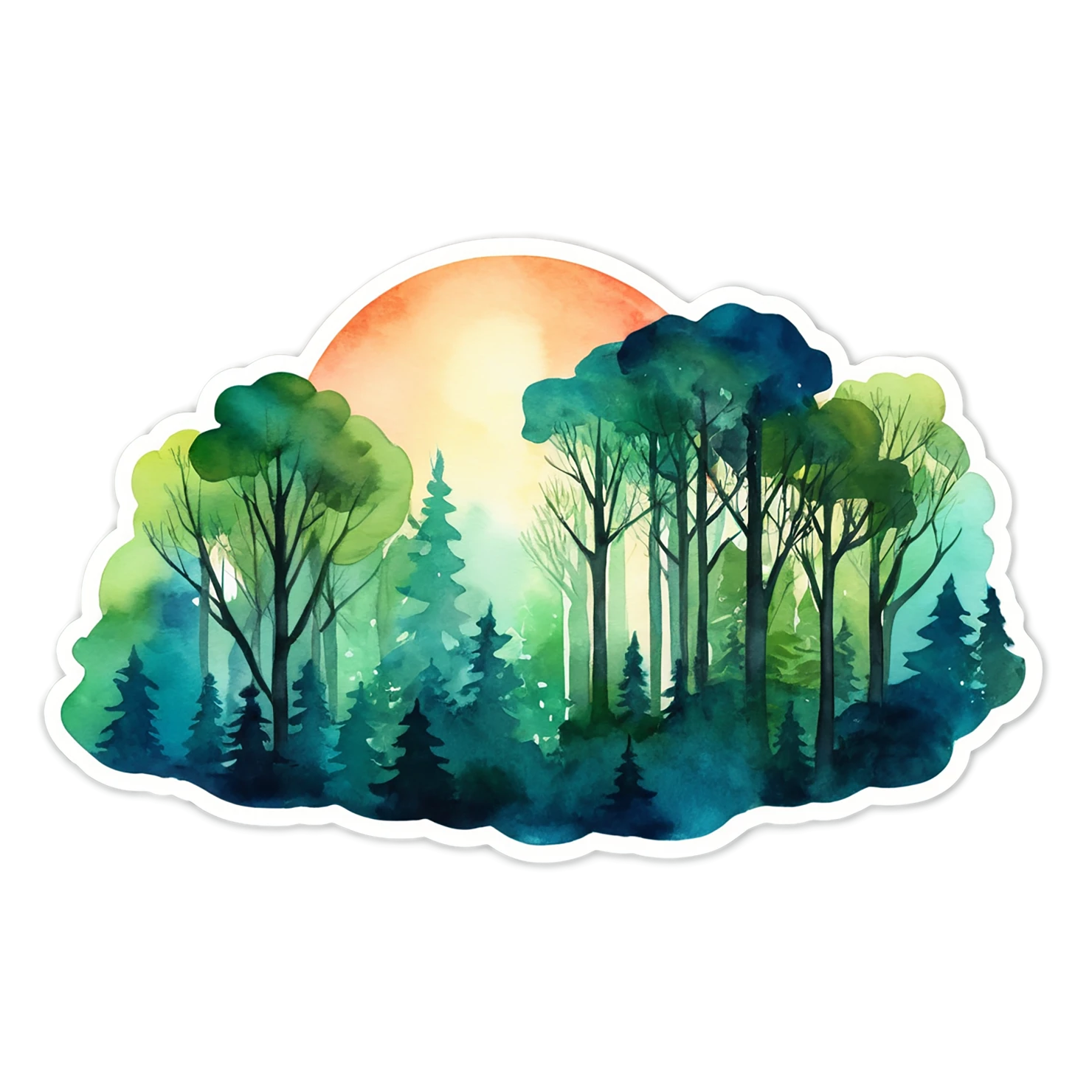 Forest watercolor sticker isolated on transparent background #16612