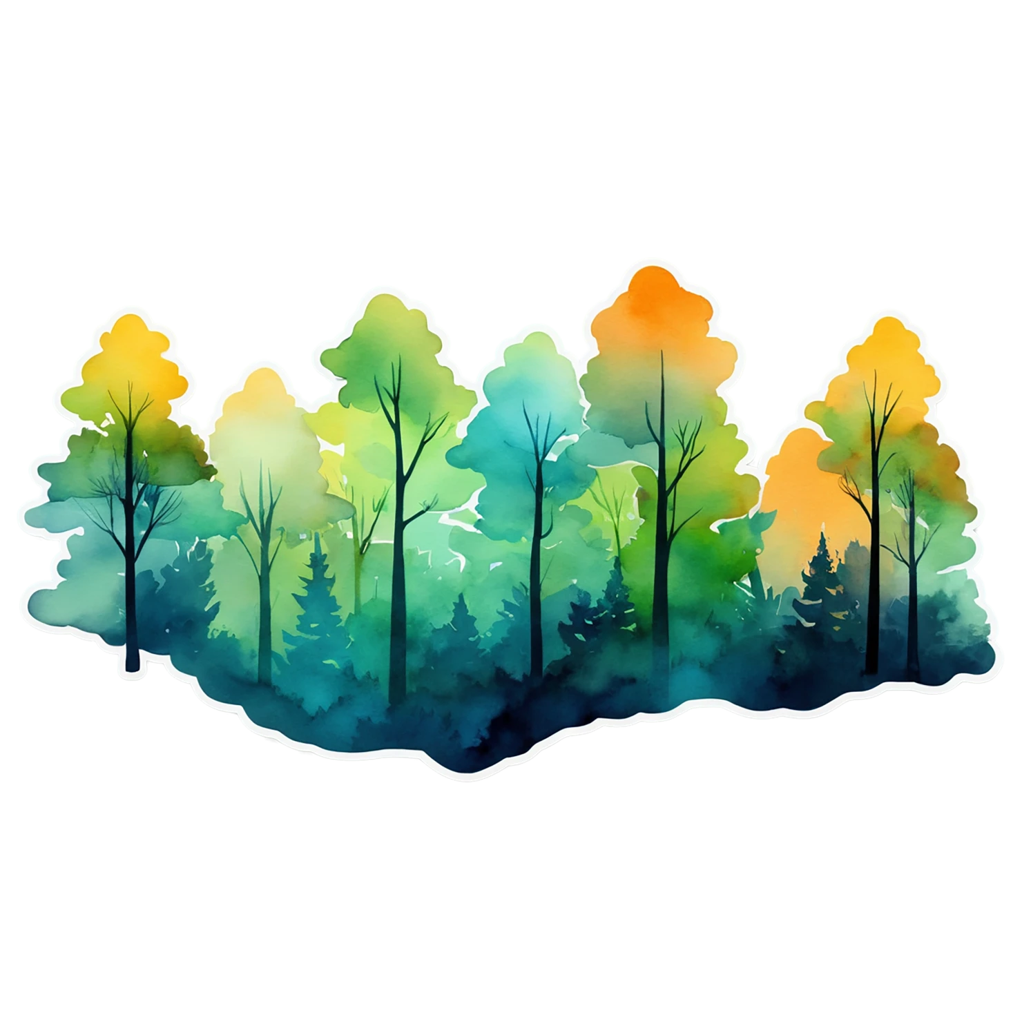 Forest watercolor sticker isolated on transparent background #16613