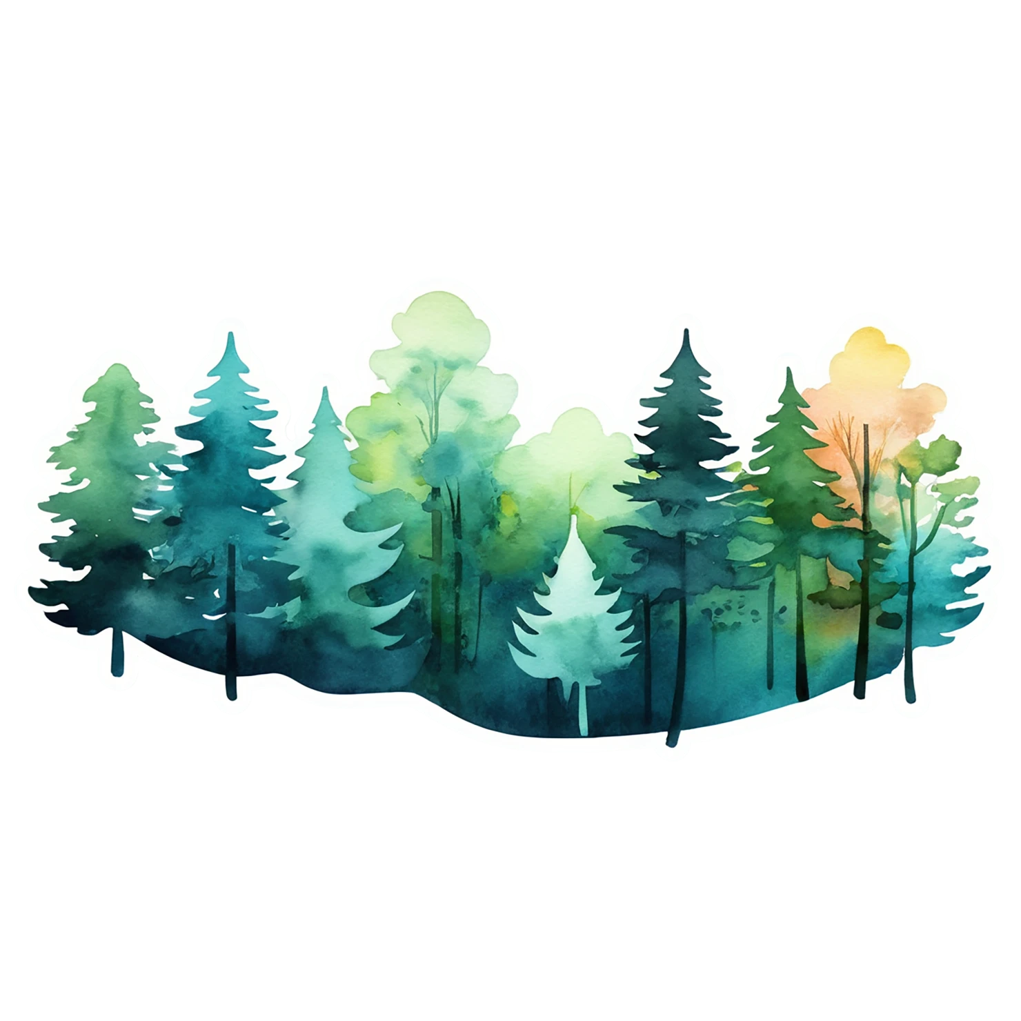 Forest watercolor sticker isolated on transparent background #16615