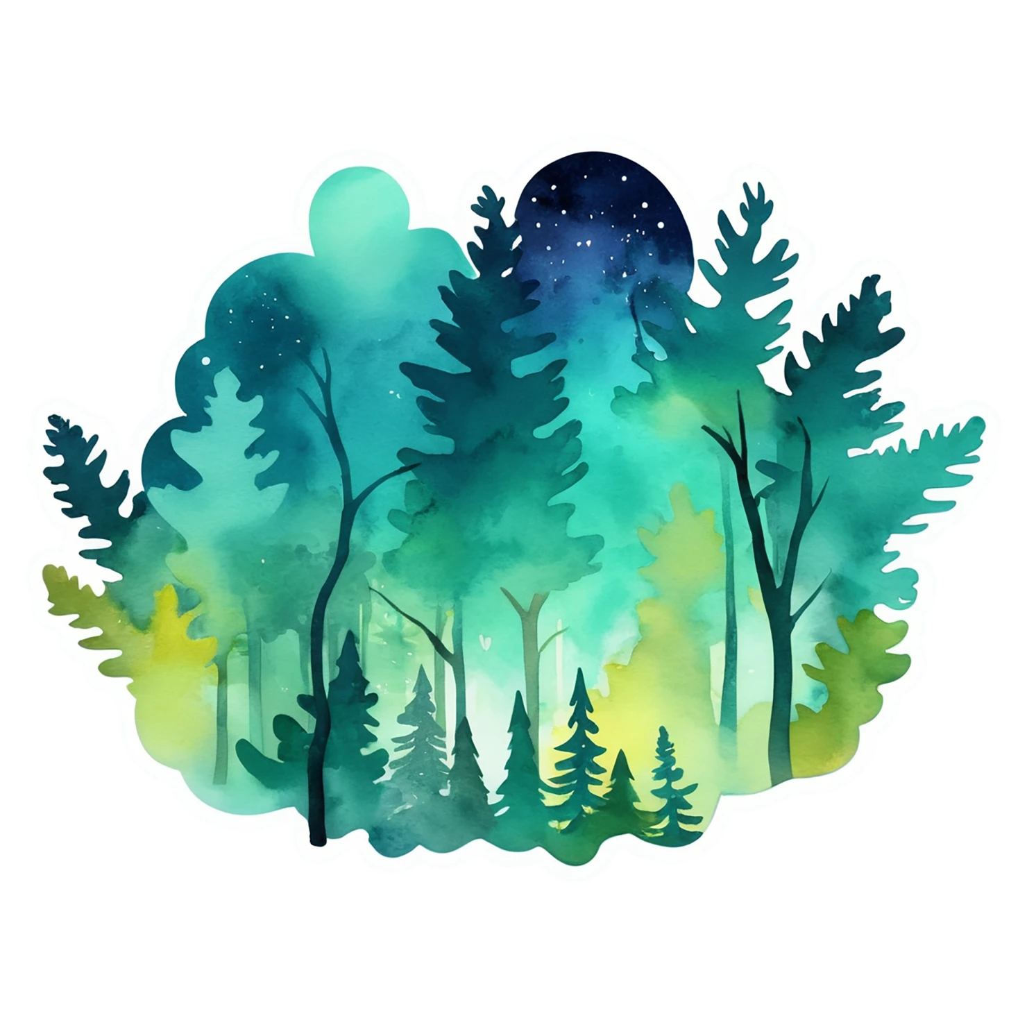 Forest watercolor sticker isolated on transparent background #16618