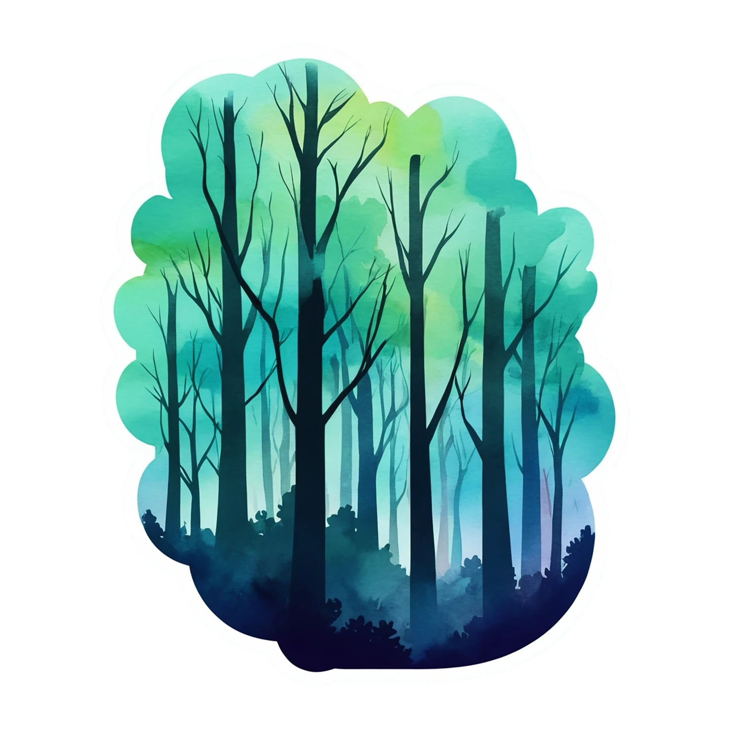 Forest watercolor sticker isolated on transparent background #16621