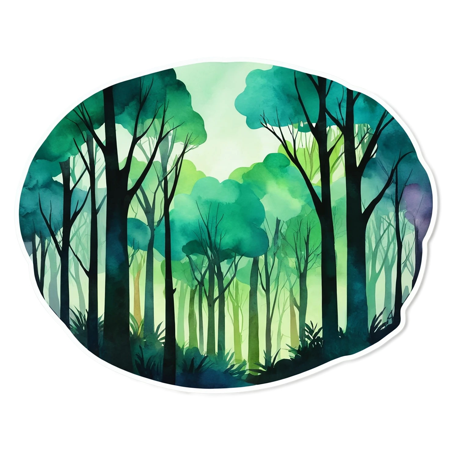 Forest watercolor sticker isolated on transparent background #16622