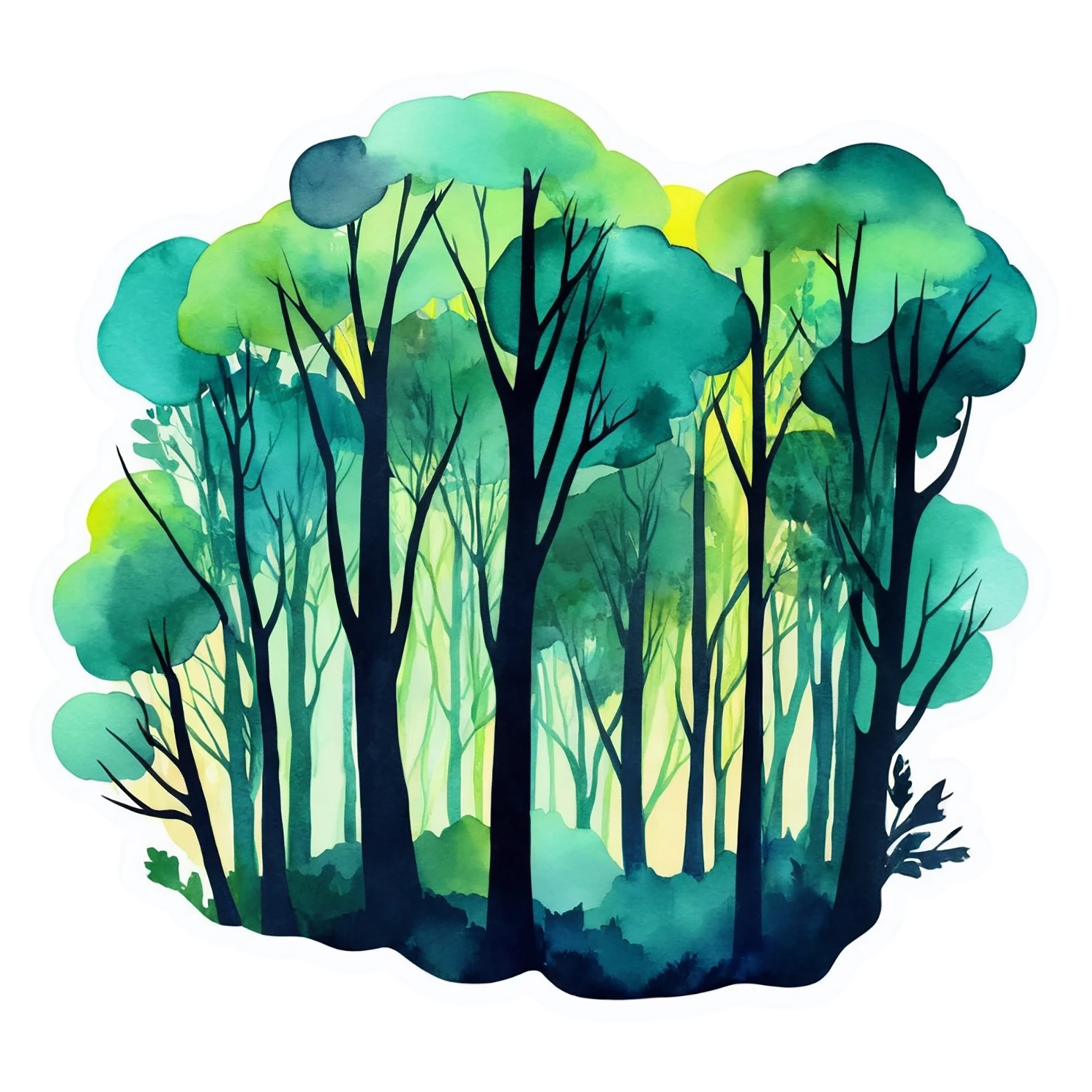 Forest watercolor sticker isolated on transparent background #16624