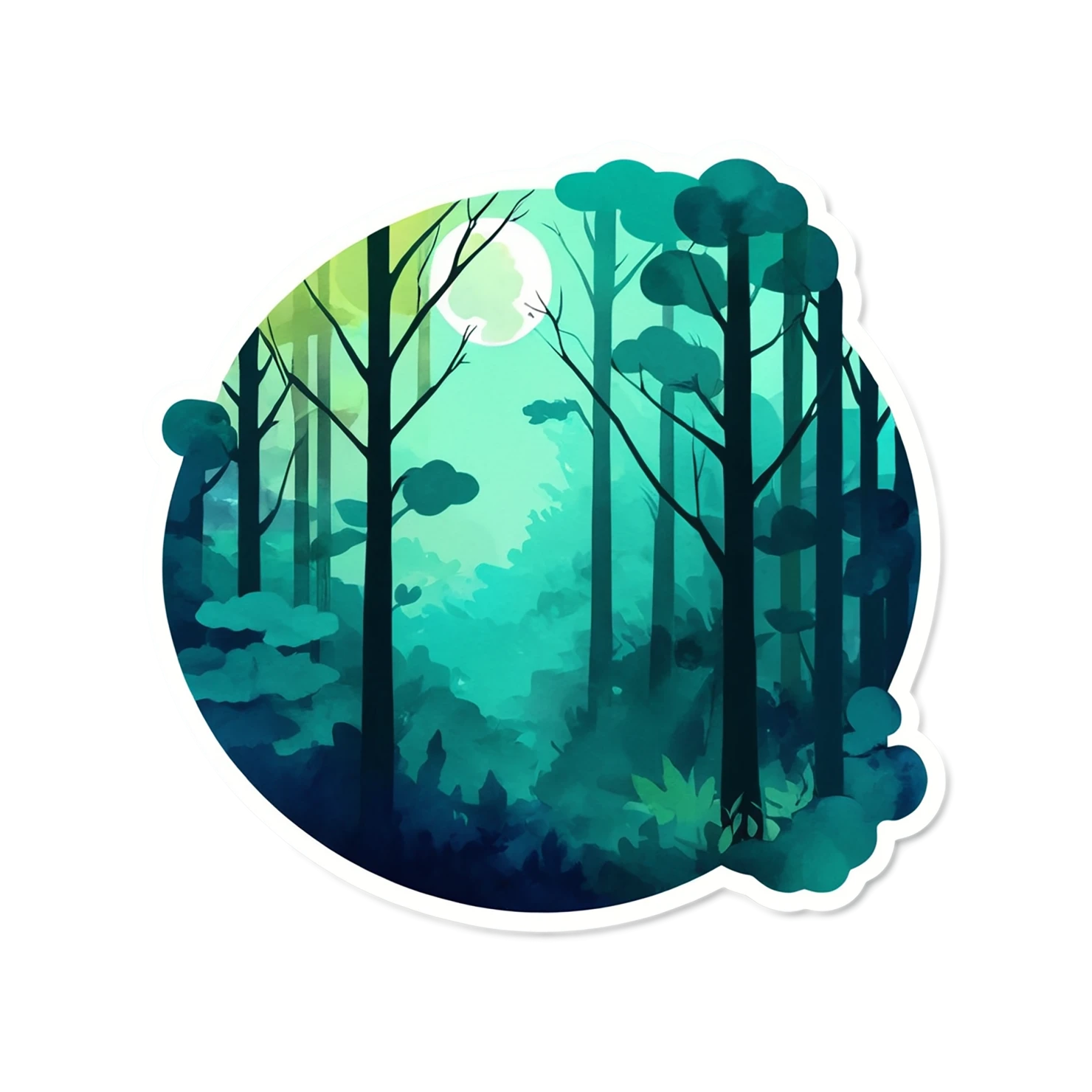 Forest watercolor sticker isolated on transparent background #16625