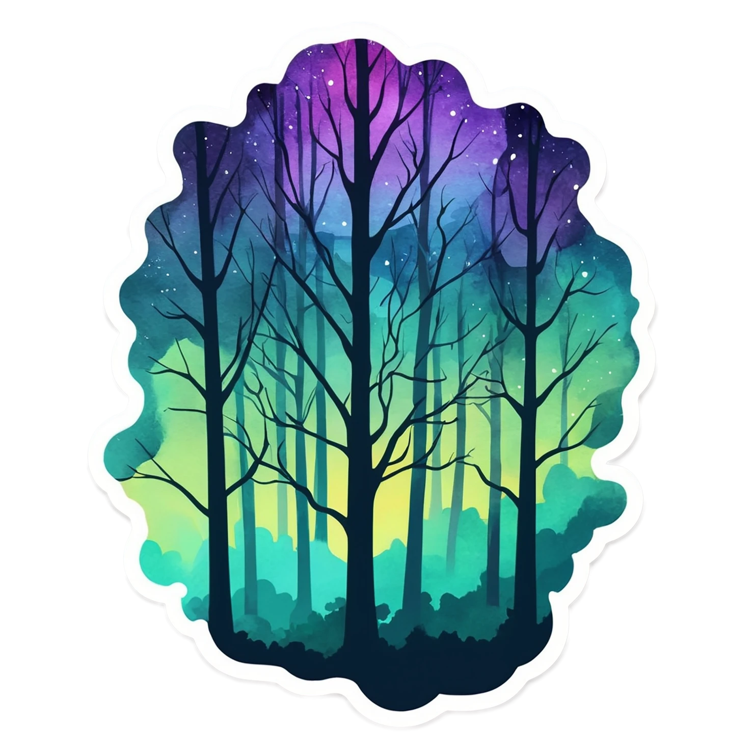 Forest watercolor sticker isolated on transparent background #16626
