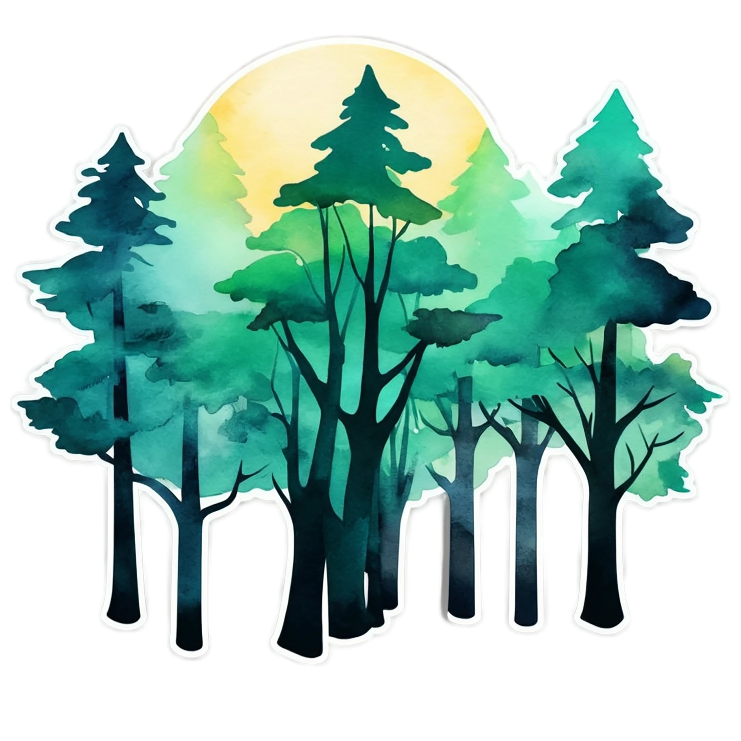 Forest watercolor sticker isolated on transparent background #16627