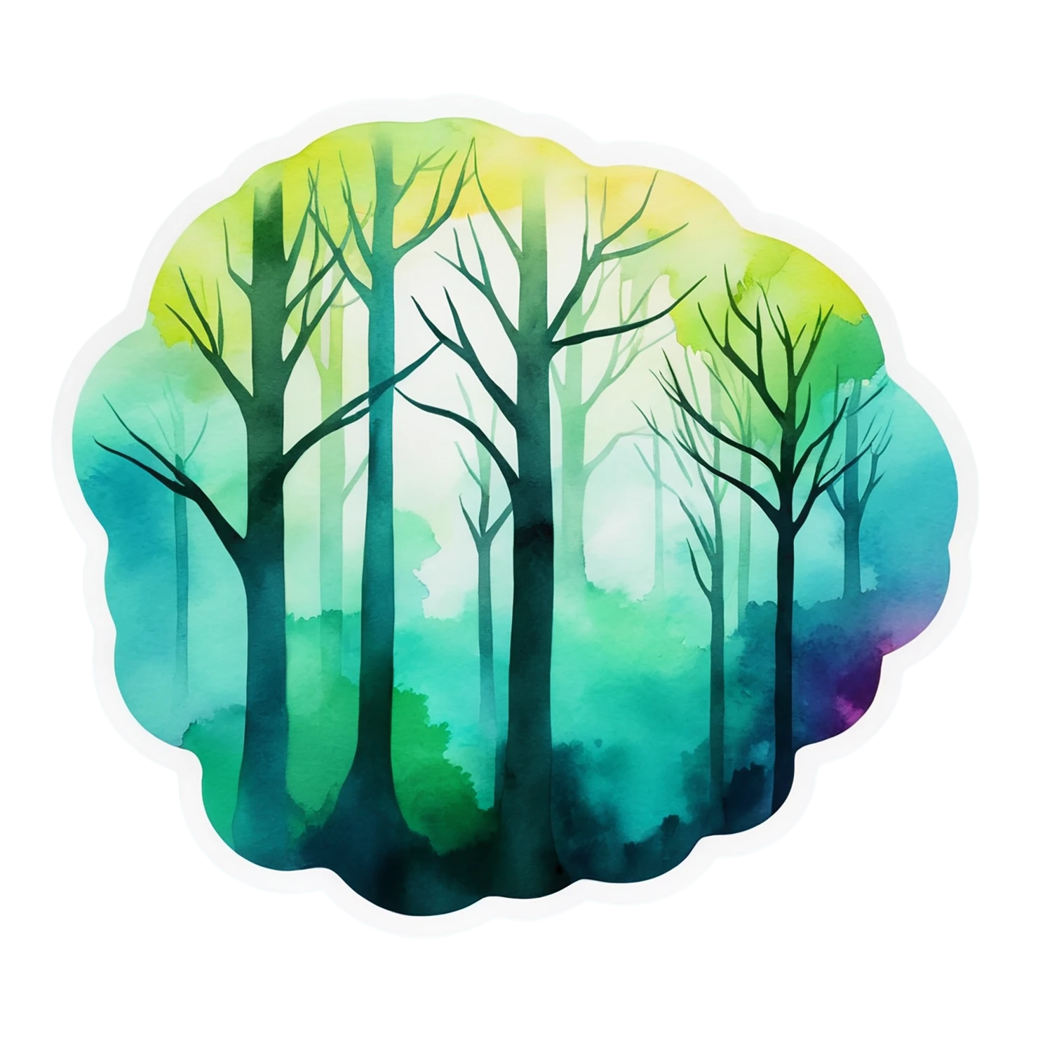 Forest watercolor sticker isolated on transparent background #16628