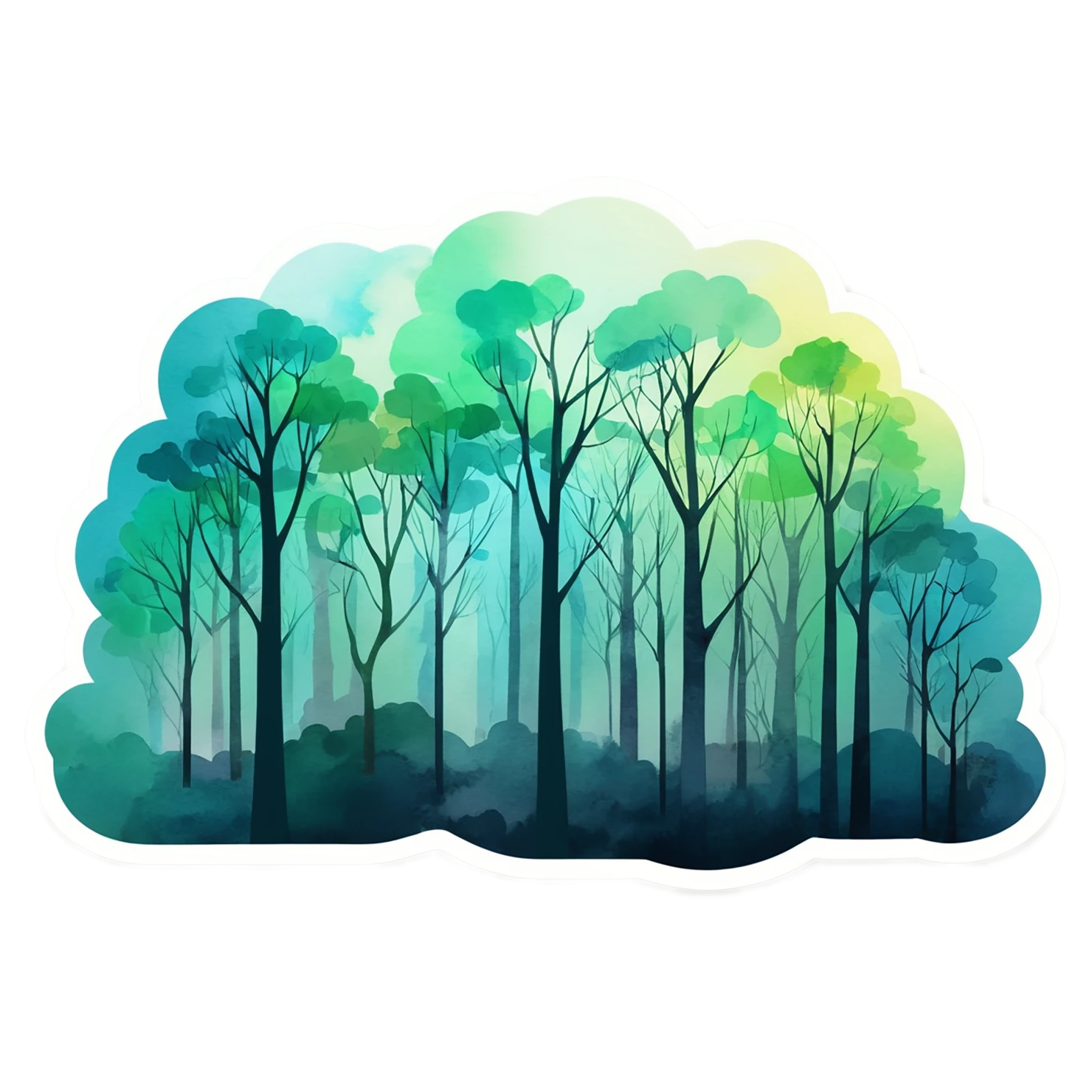 Forest watercolor sticker isolated on transparent background #16629