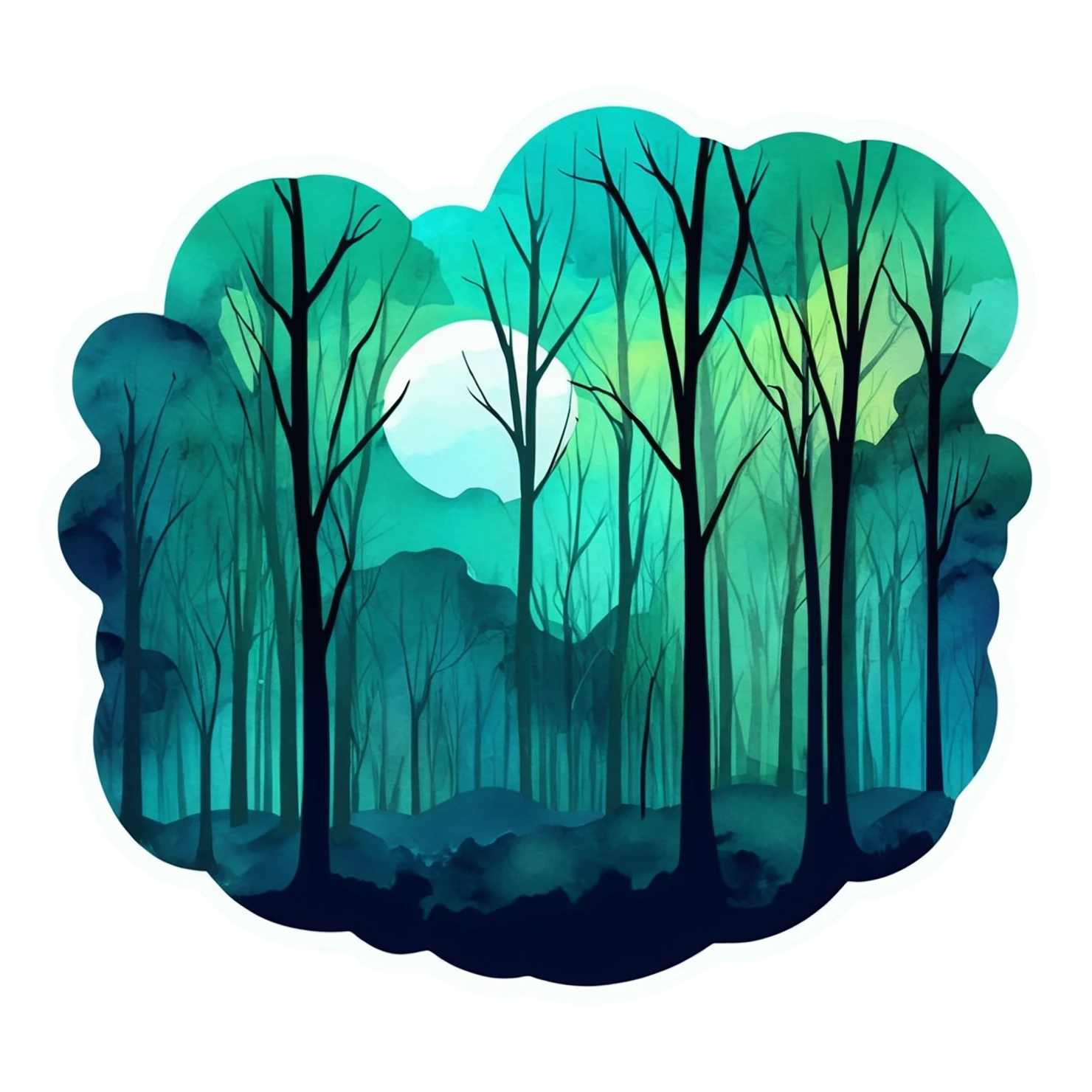 Forest watercolor sticker isolated on transparent background #16630