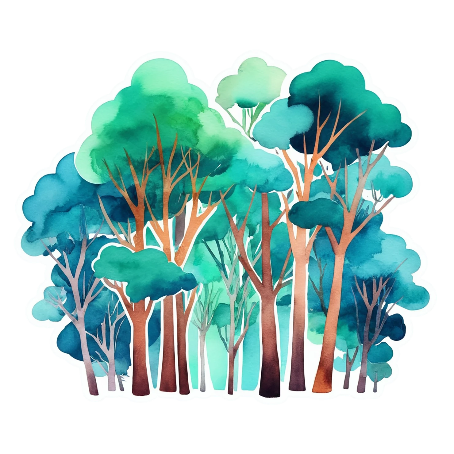 Forest watercolor sticker isolated on transparent background #16631
