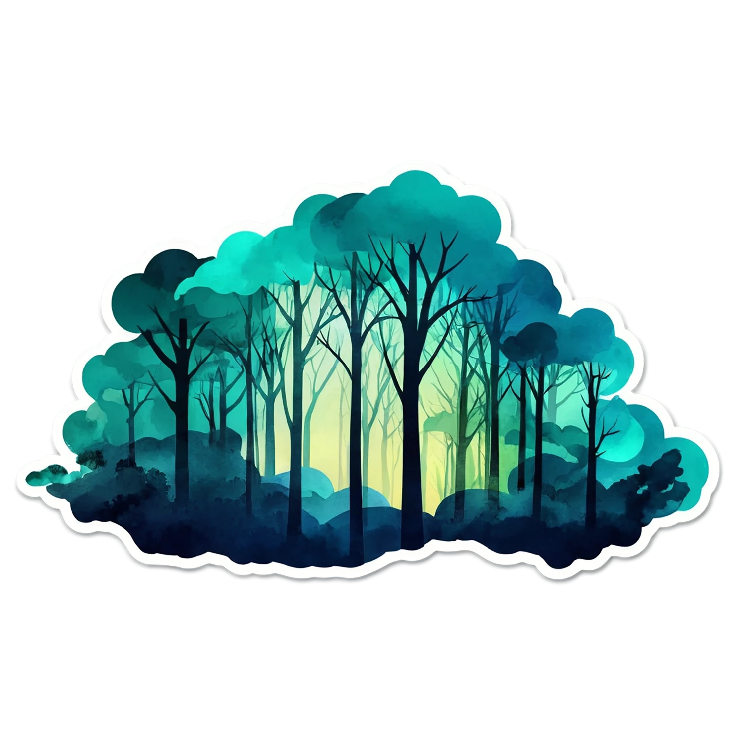 Forest watercolor sticker isolated on transparent background #16632