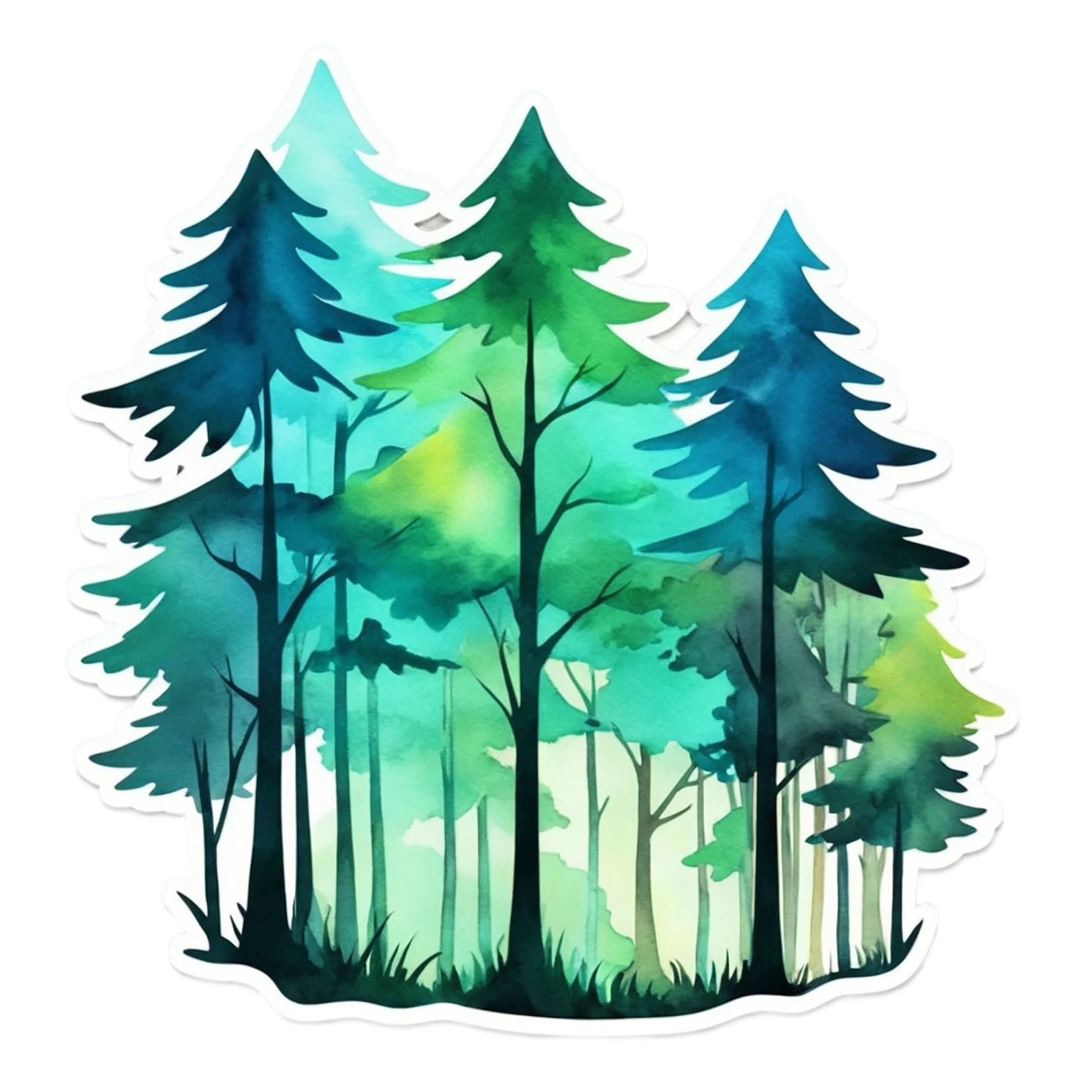 Forest watercolor sticker isolated on transparent background #16636