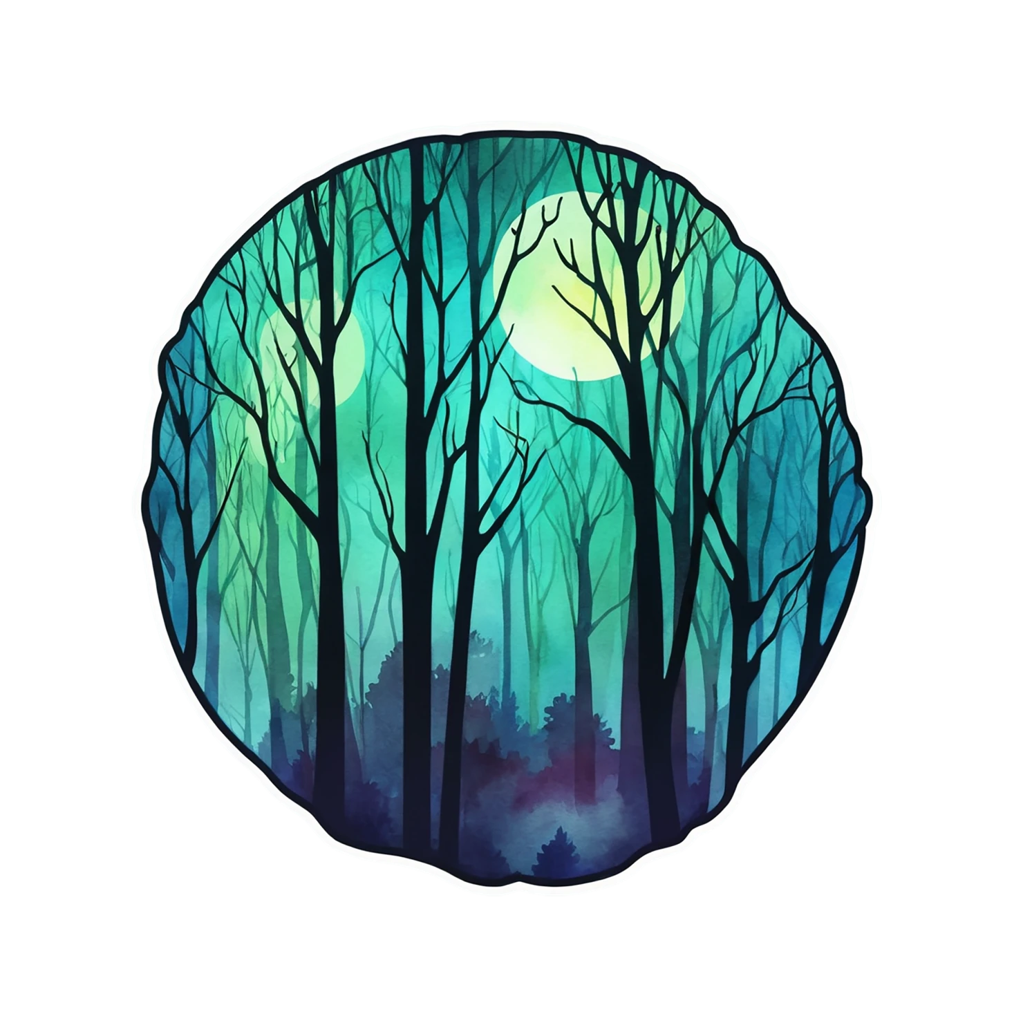 Forest watercolor sticker isolated on transparent background #16638