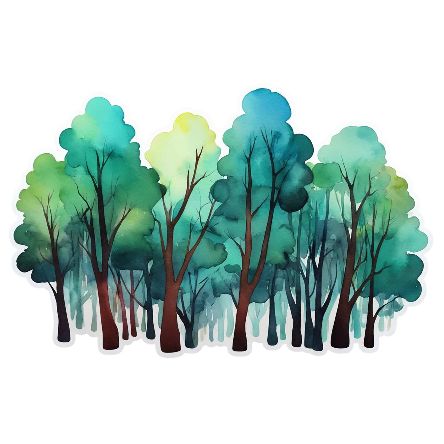 Forest watercolor sticker isolated on transparent background #16639