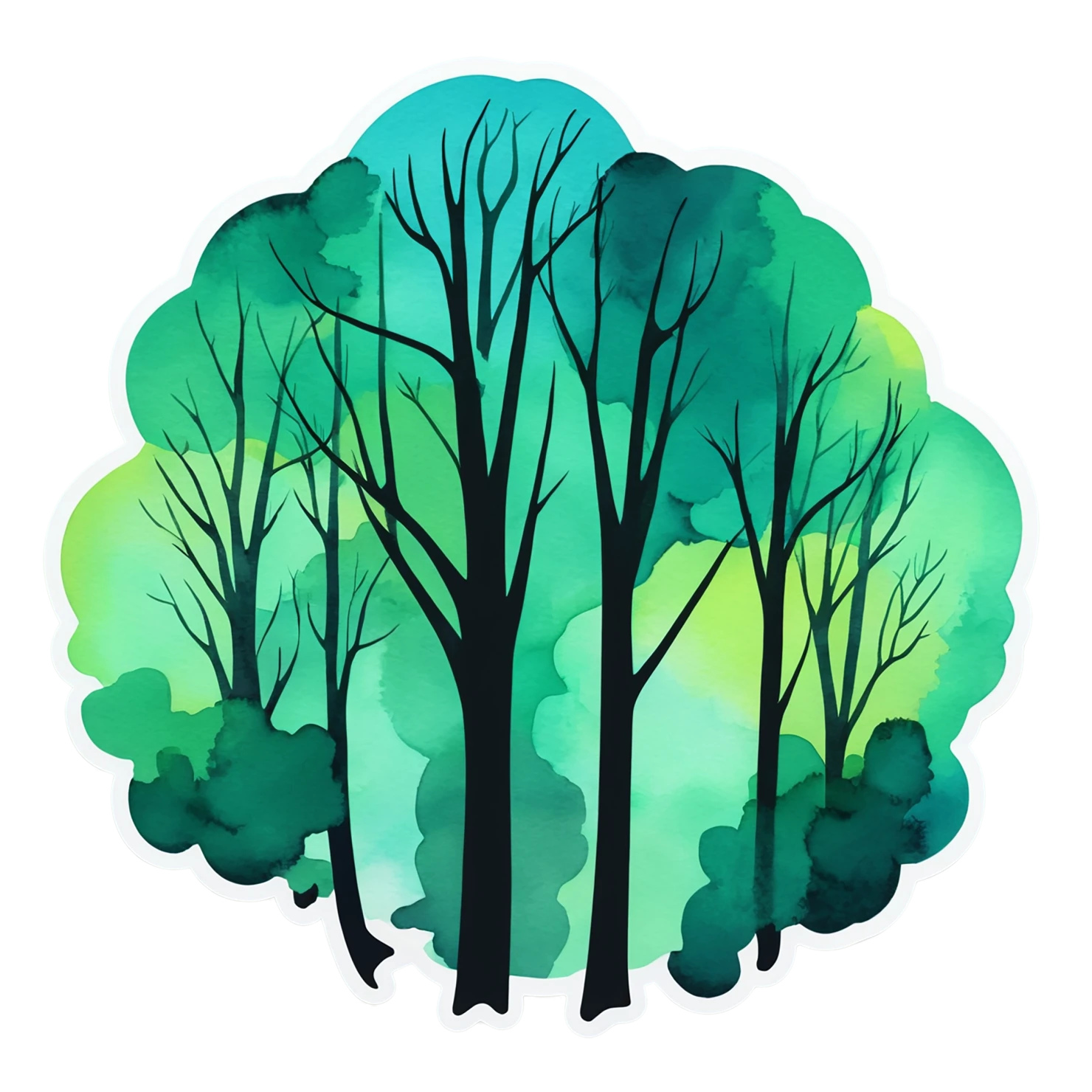 Forest watercolor sticker isolated on transparent background #16640