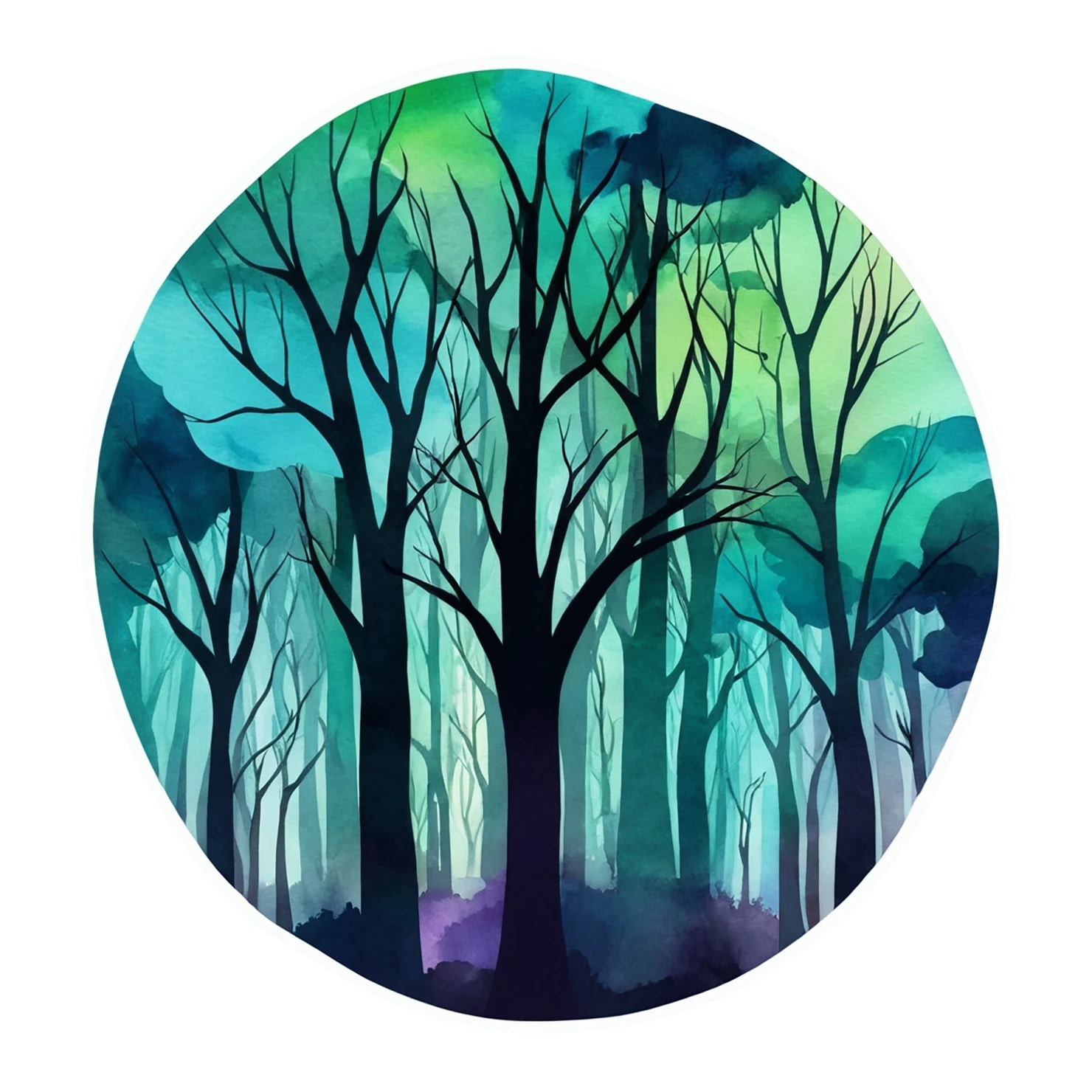 Forest watercolor sticker isolated on transparent background #16645