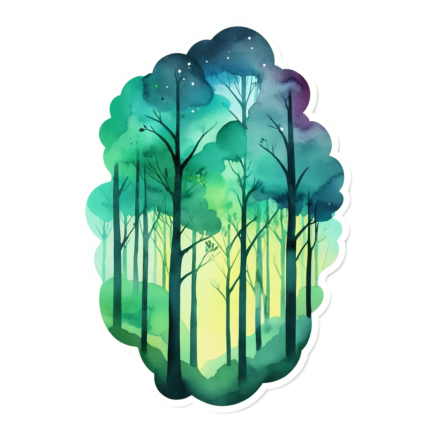 Forest watercolor sticker isolated on transparent background #16648