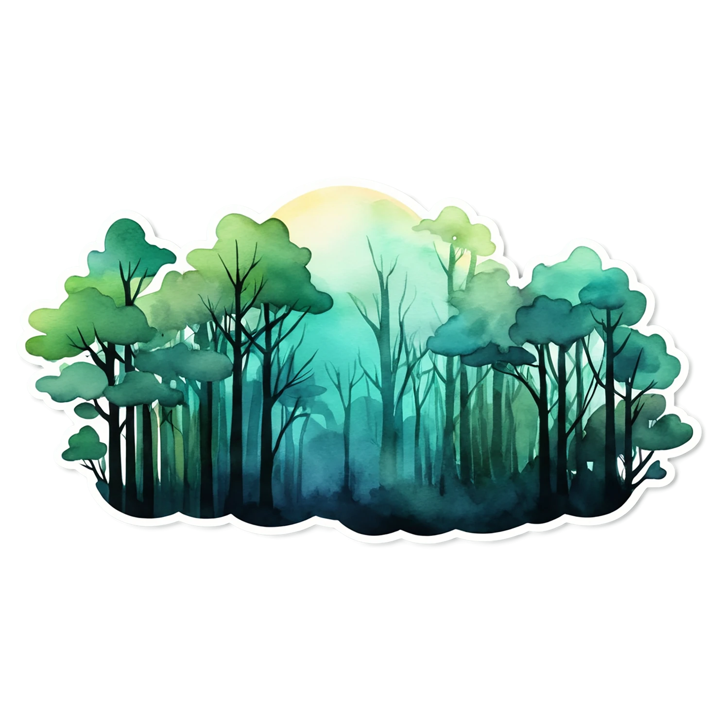 Forest watercolor sticker isolated on transparent background #16649