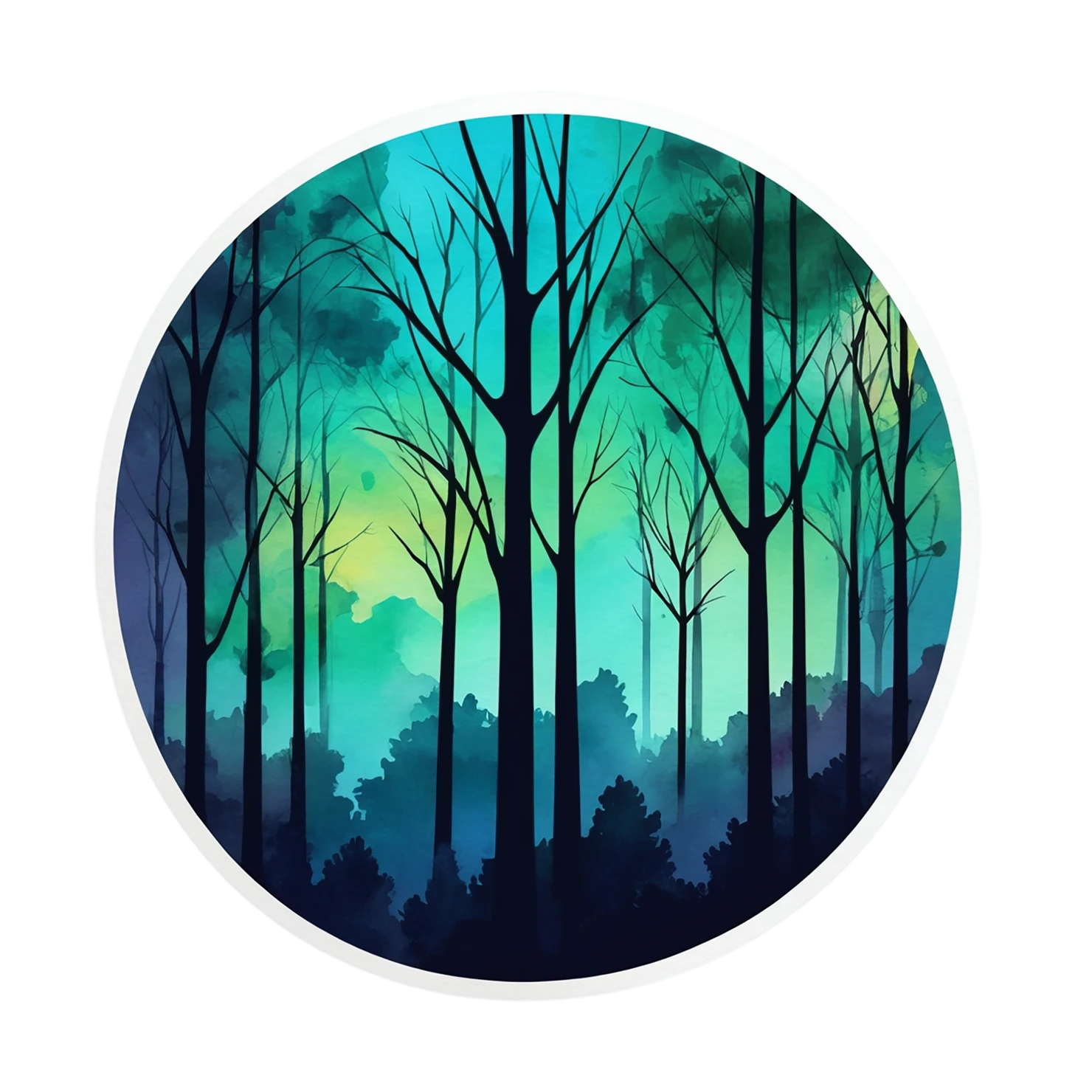 Forest watercolor sticker isolated on transparent background #16650