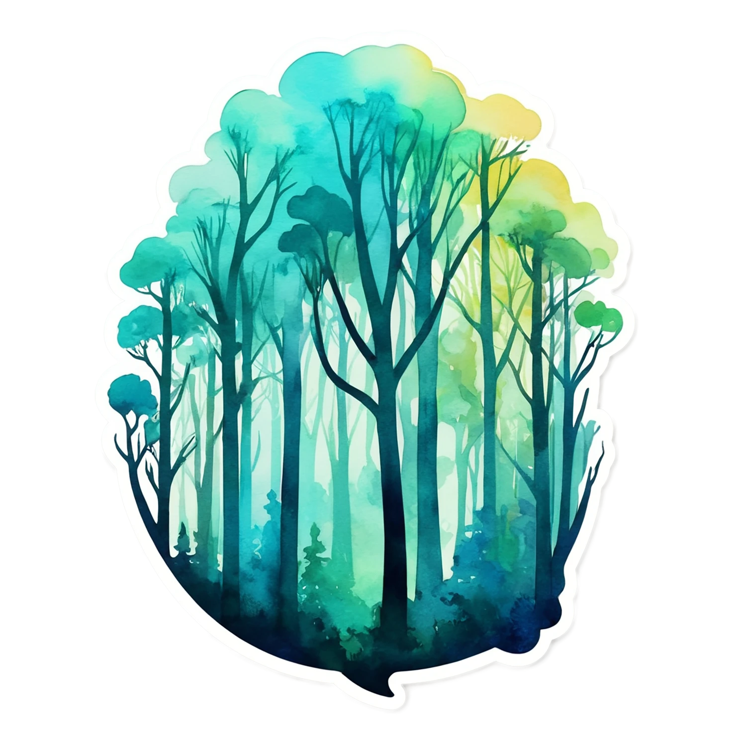 Forest watercolor sticker isolated on transparent background #16652