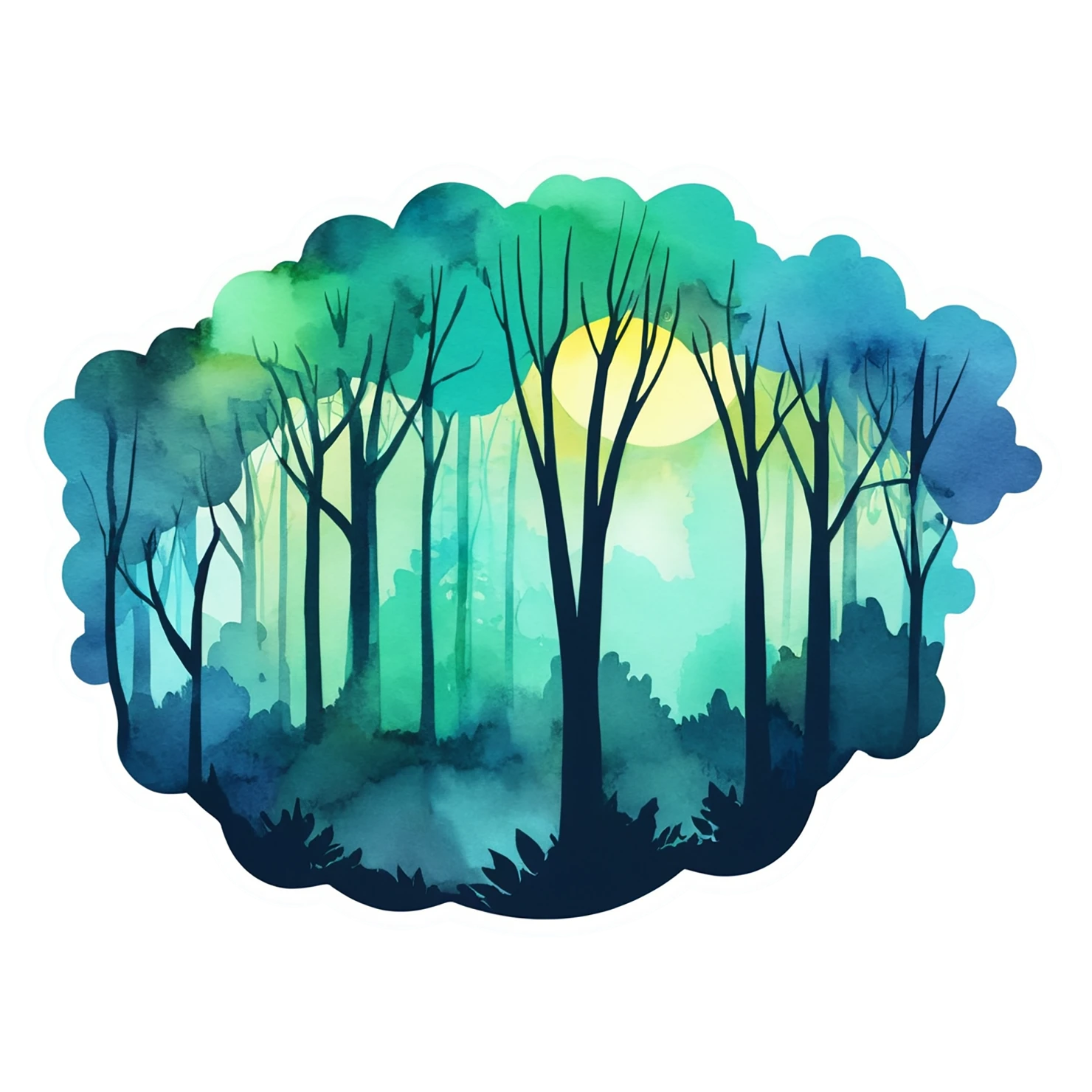 Forest watercolor sticker isolated on transparent background #16654