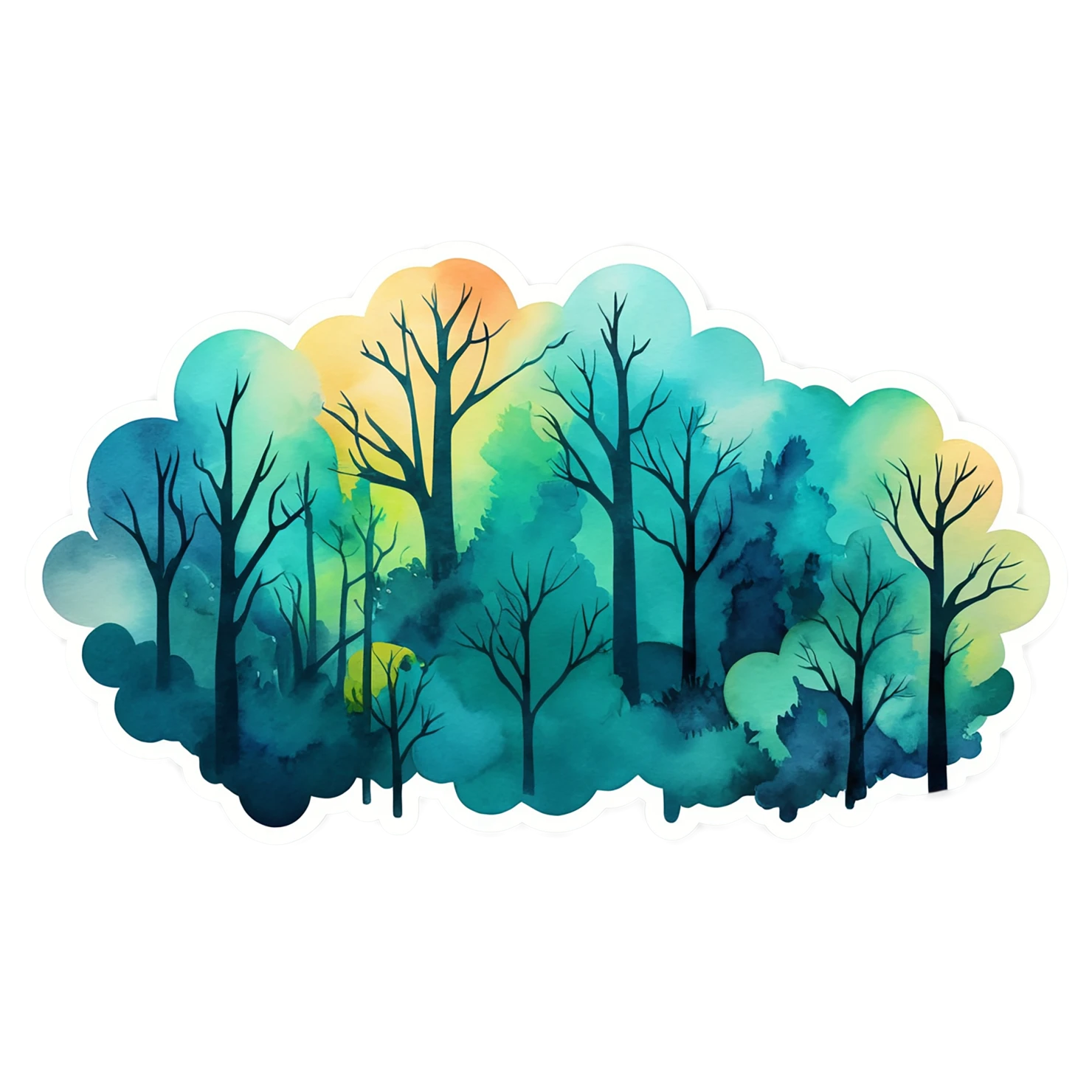 Forest watercolor sticker isolated on transparent background #16655