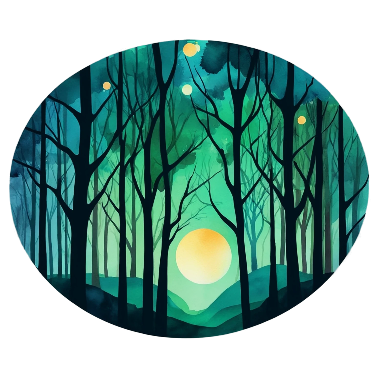 Forest watercolor sticker isolated on transparent background #16656