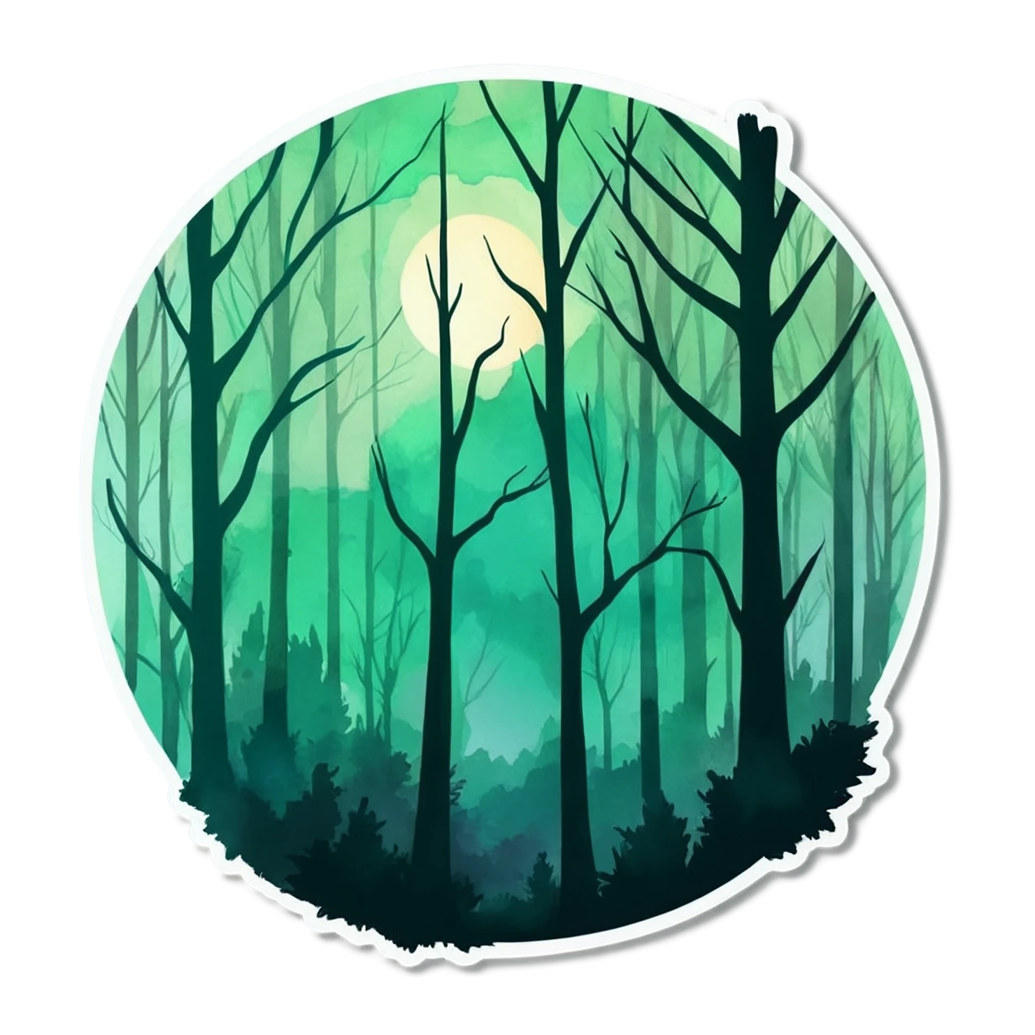 Forest watercolor sticker isolated on transparent background #16657