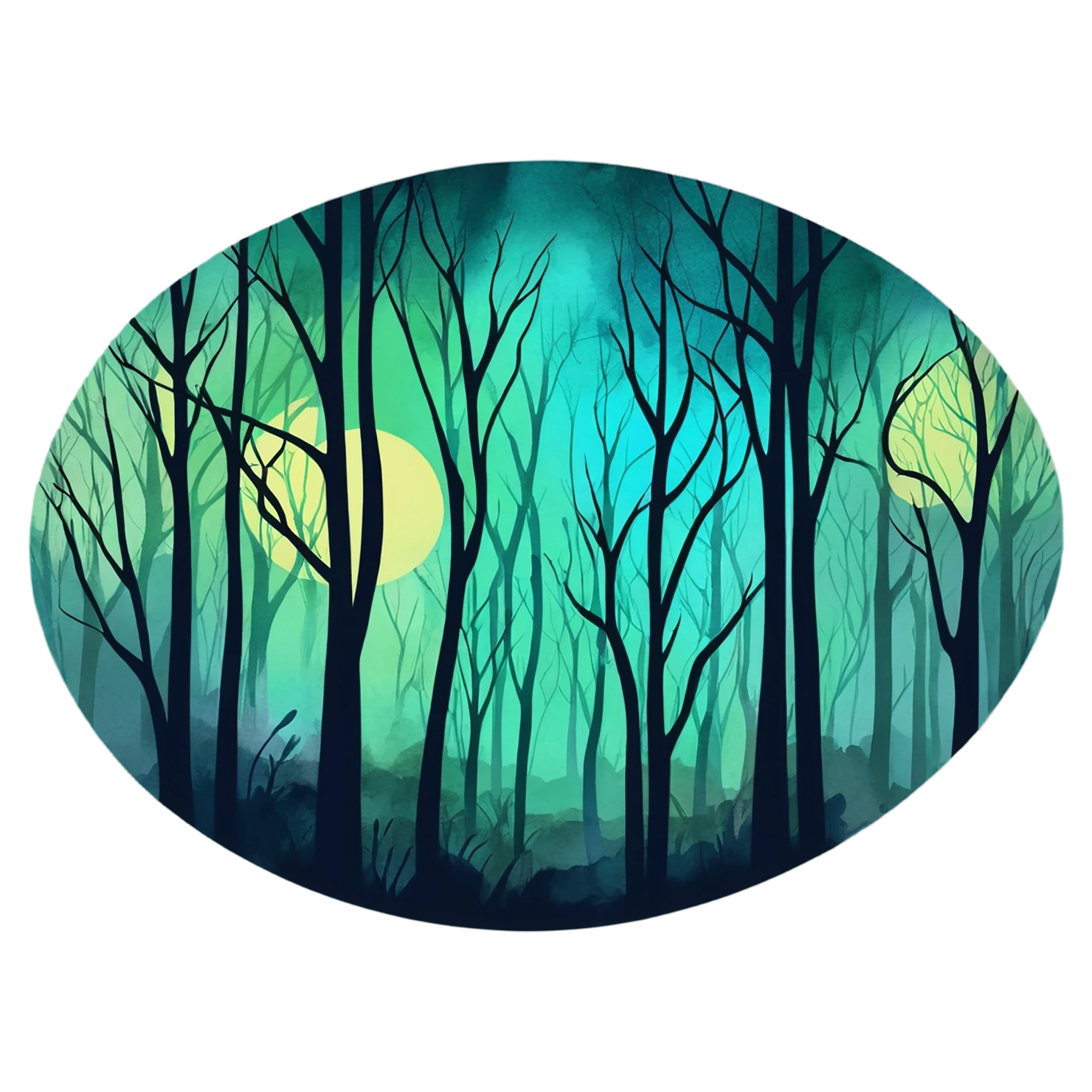 Forest watercolor sticker isolated on transparent background #16659