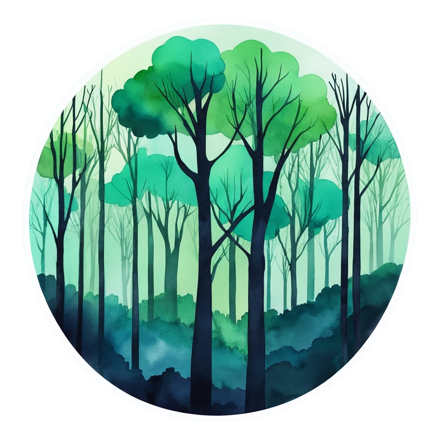 Forest watercolor sticker isolated on transparent background #16660