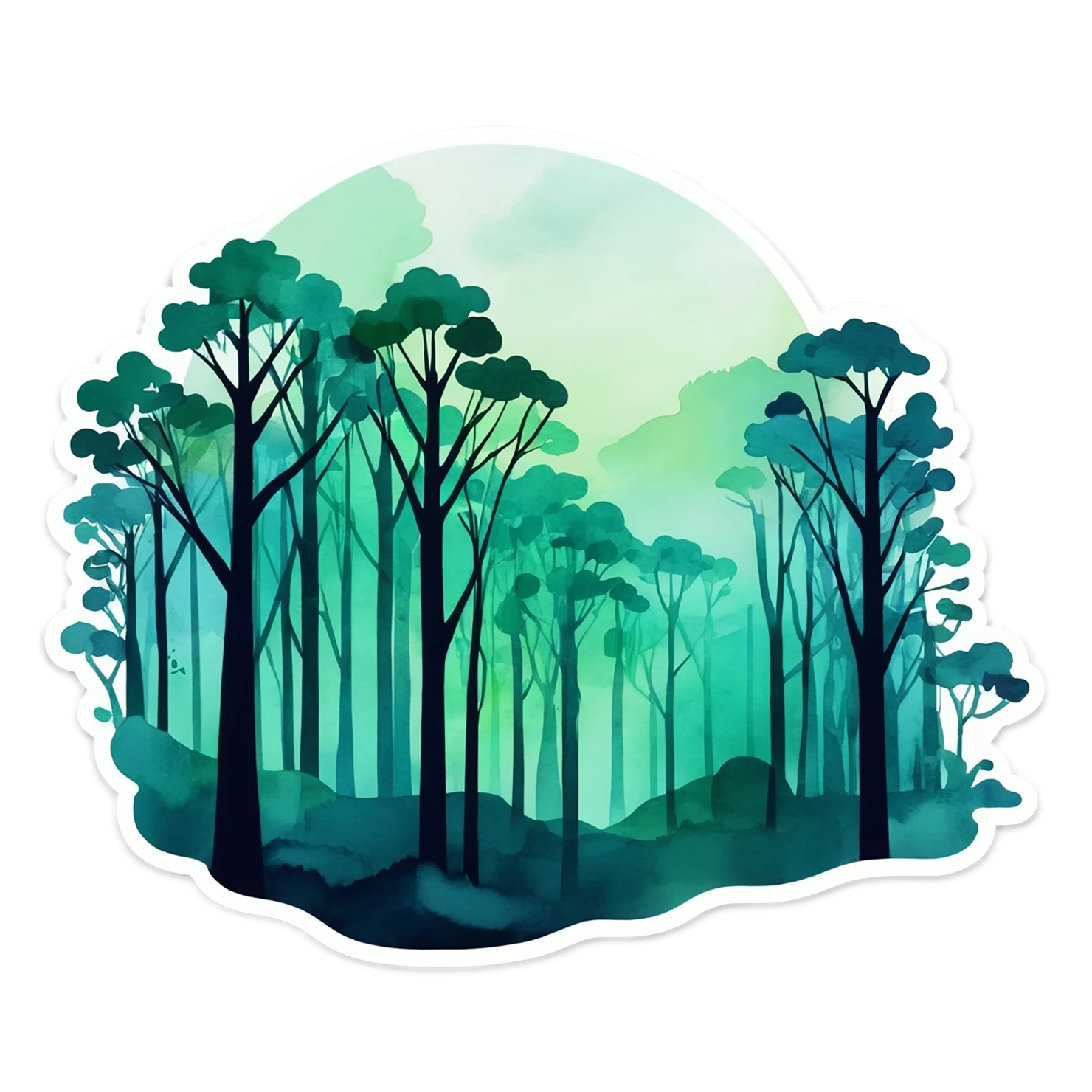 Forest watercolor sticker isolated on transparent background #16661
