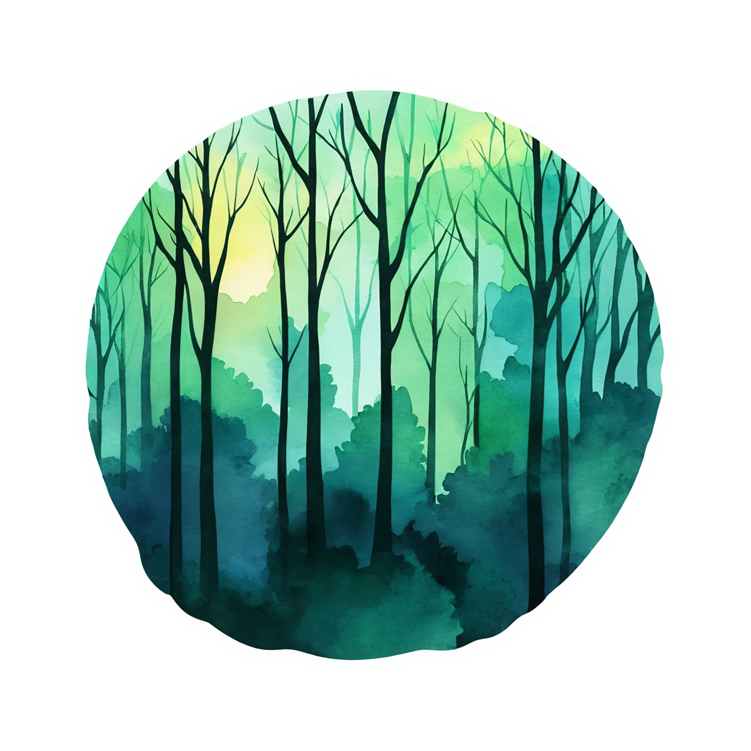 Forest watercolor sticker isolated on transparent background #16662