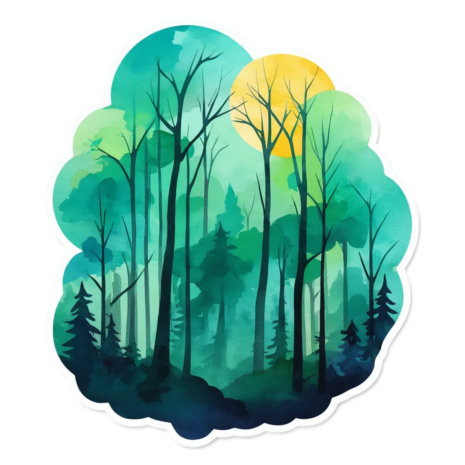 Forest watercolor sticker isolated on transparent background #16664