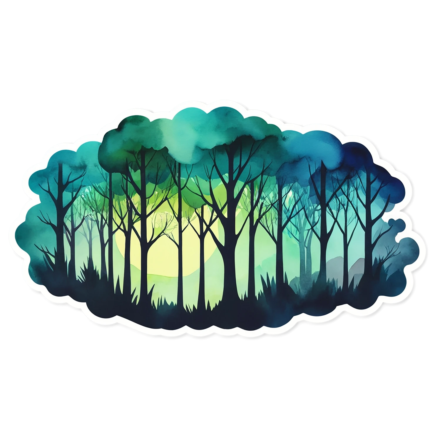 Forest watercolor sticker isolated on transparent background #16666