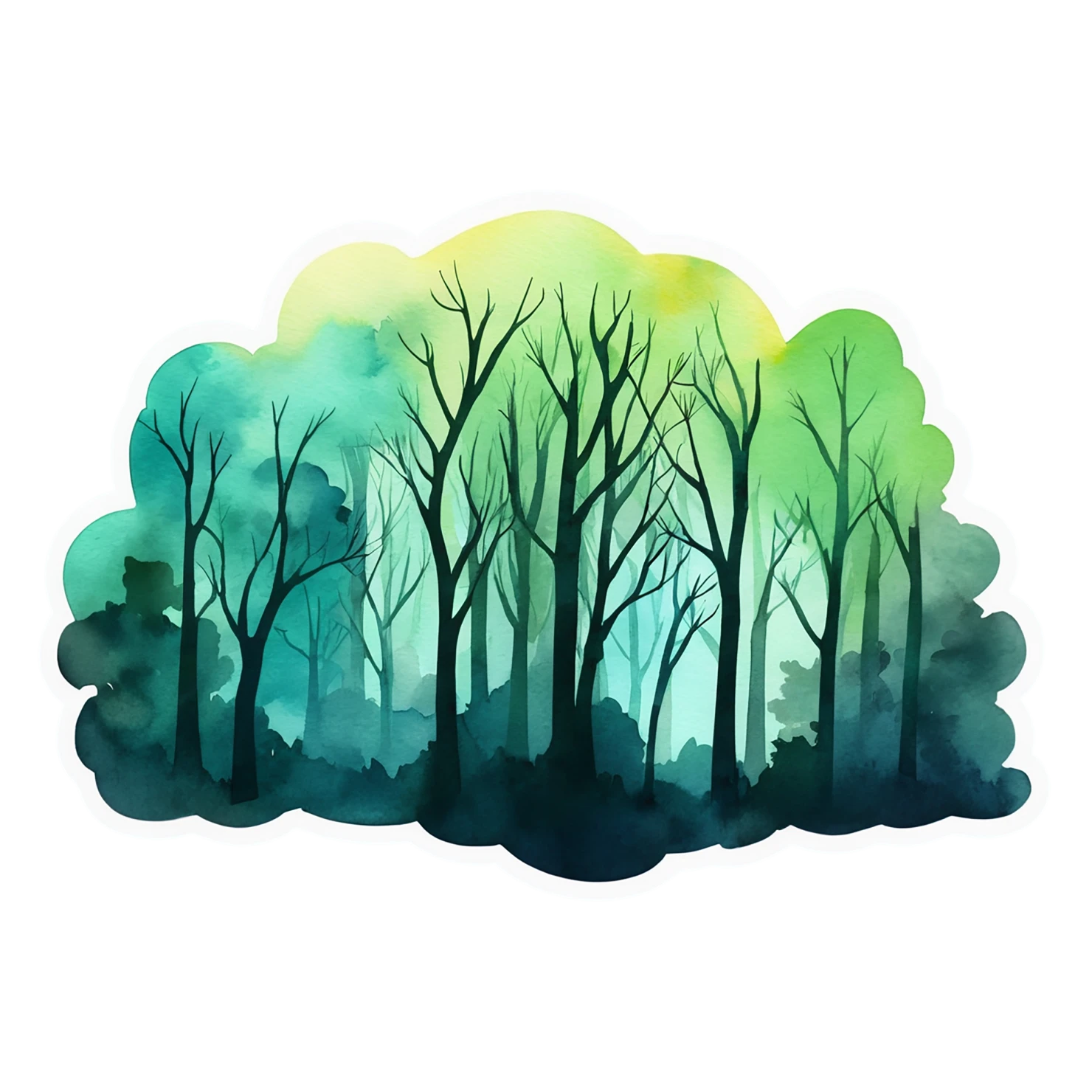 Forest watercolor sticker isolated on transparent background #16667
