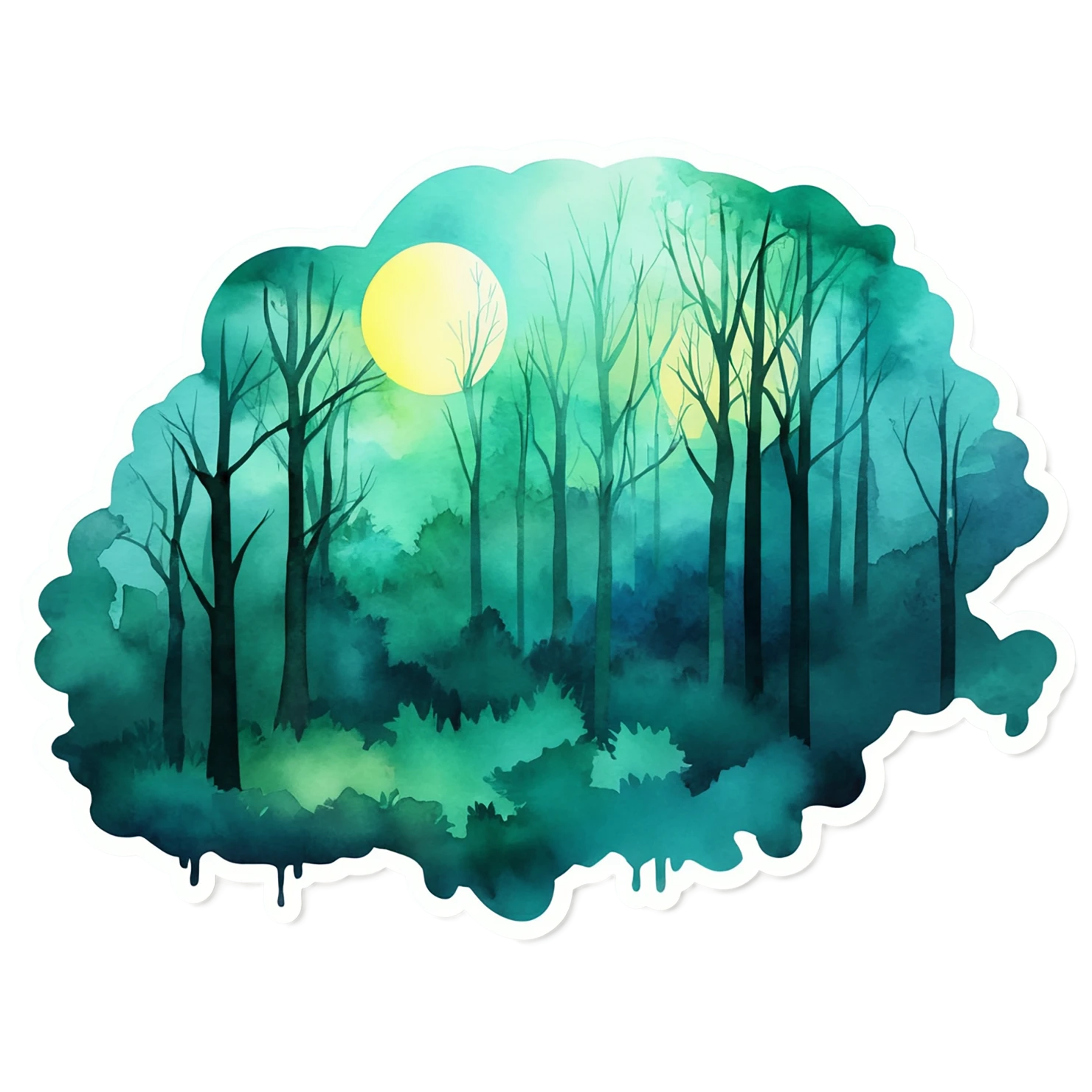 Forest watercolor sticker isolated on transparent background #16668