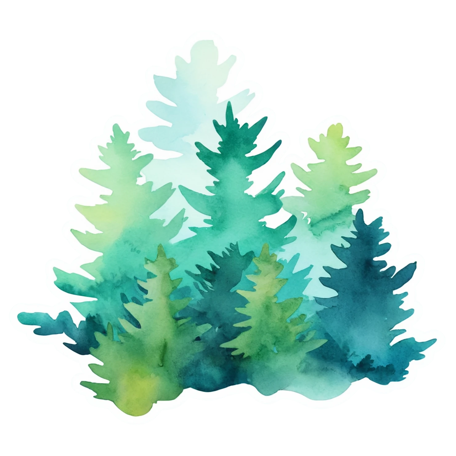 Forest watercolor sticker isolated on transparent background #16669
