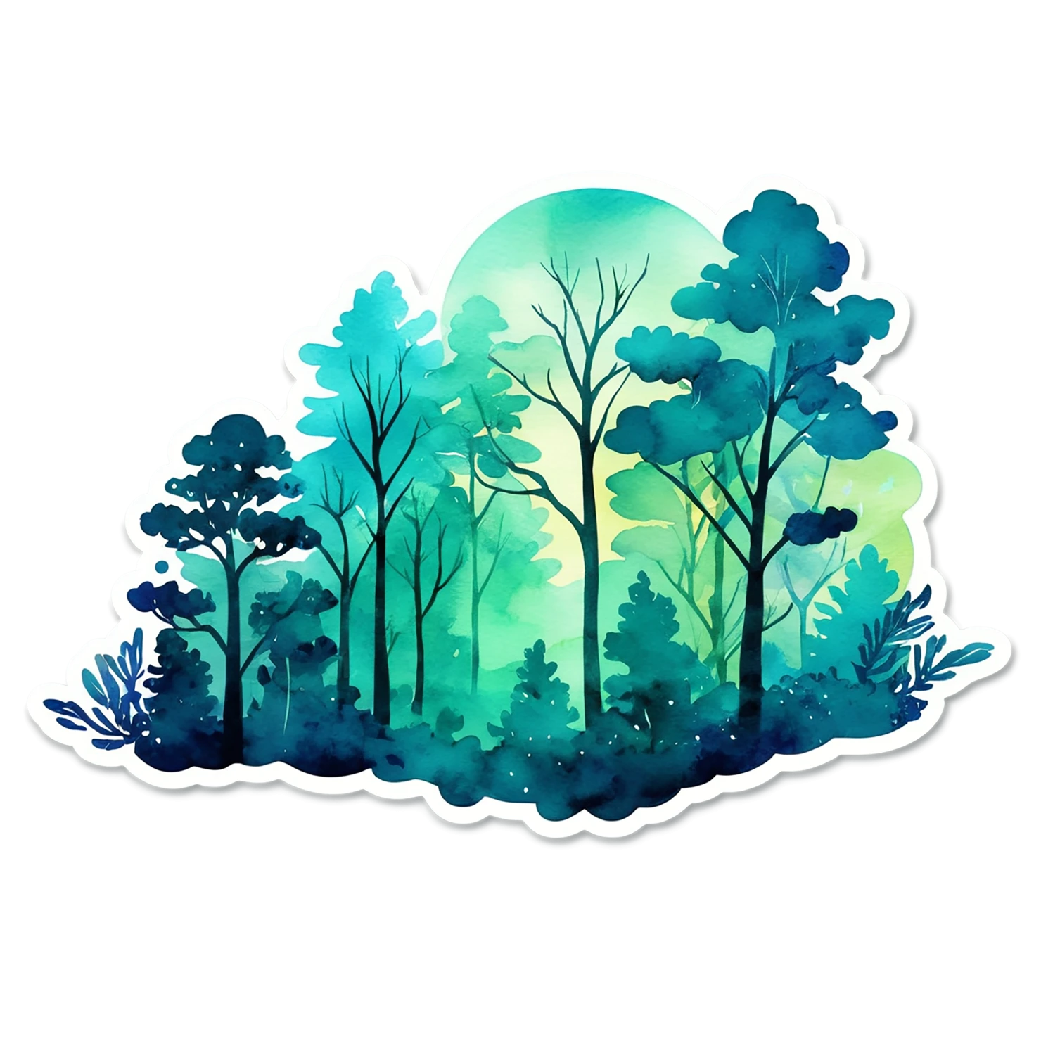 Forest watercolor sticker isolated on transparent background #16672