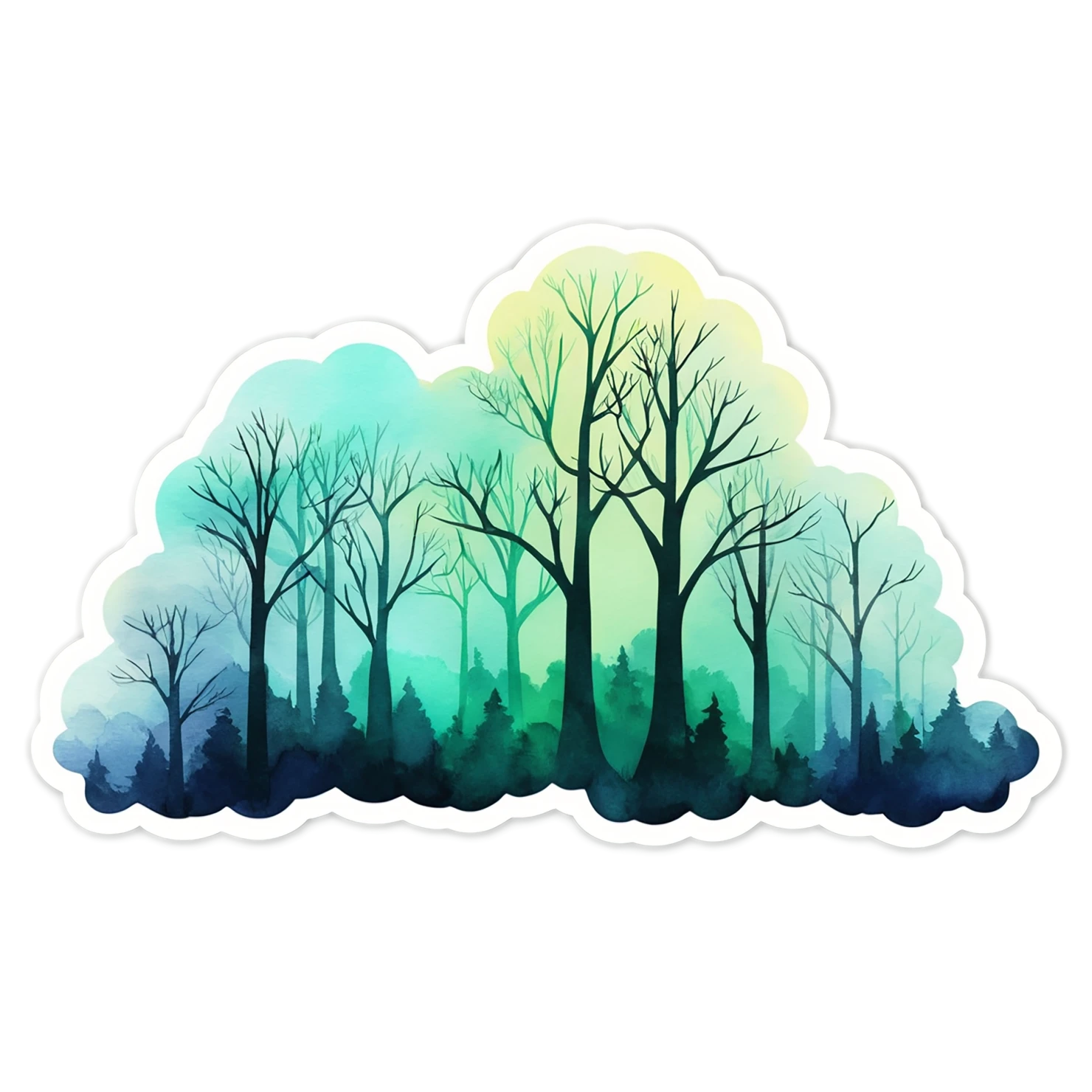 Forest watercolor sticker isolated on transparent background #16673