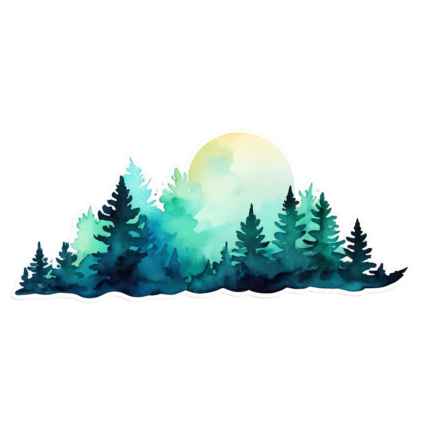 Forest watercolor sticker isolated on transparent background #16674